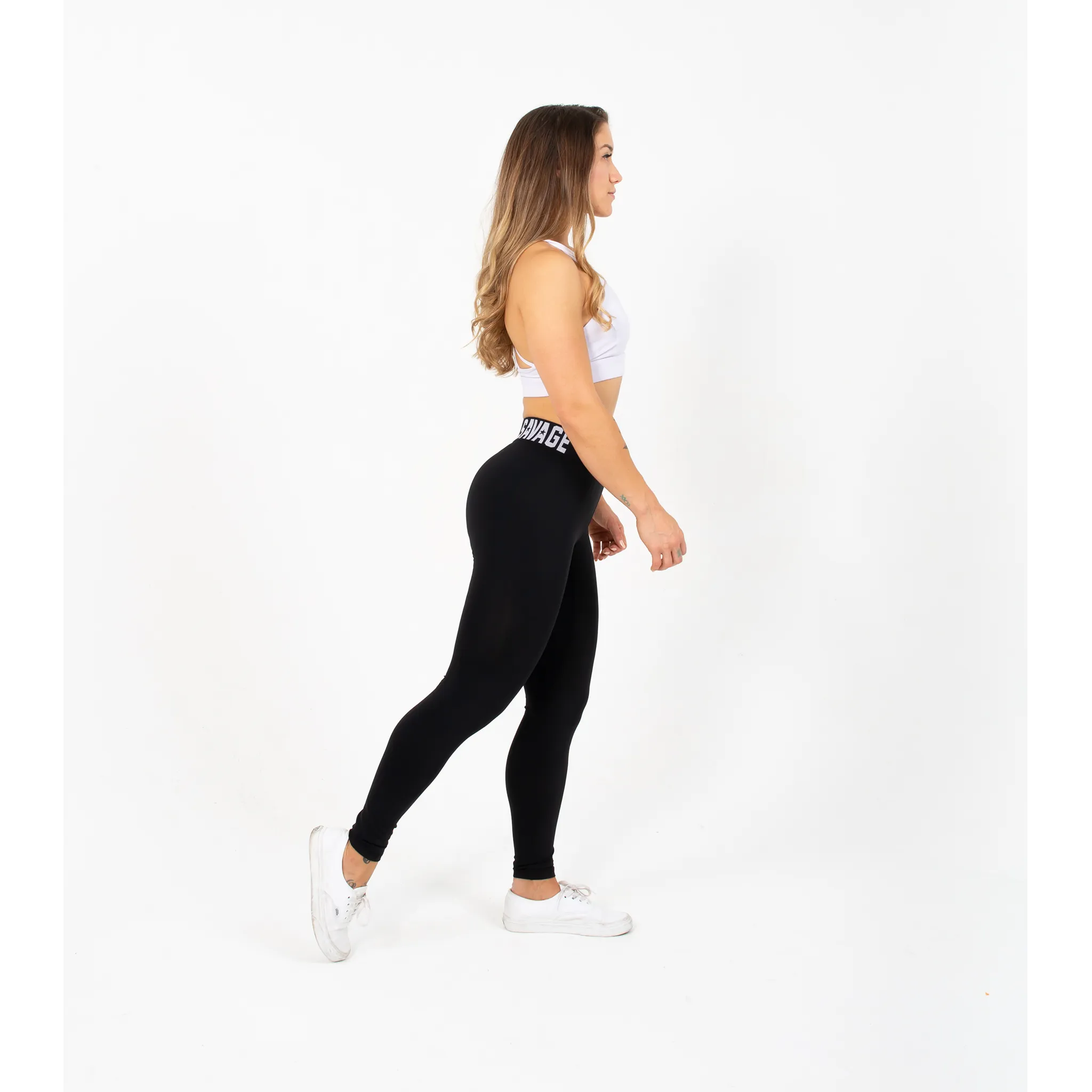 Leggings - Savage Waist-band Ankle Length - Black