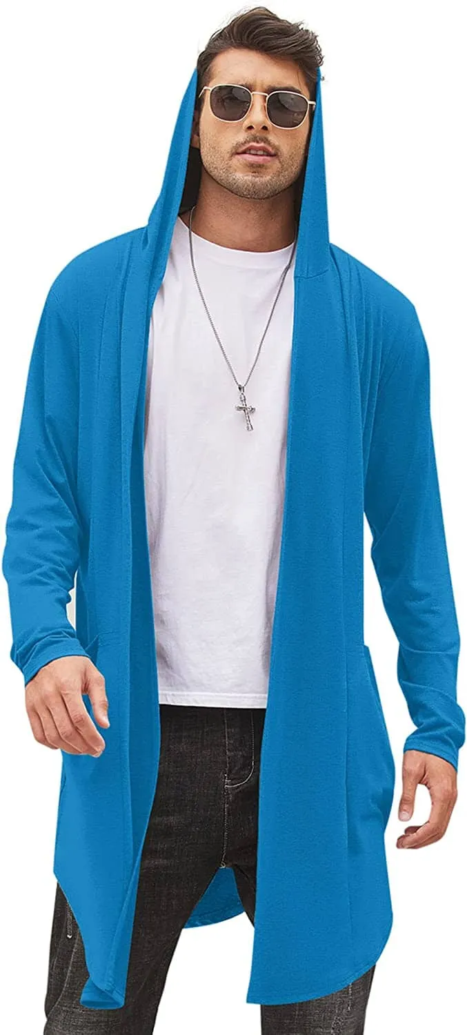 Long Hooded Shawl Collar Overcoat with Pockets (US Only)