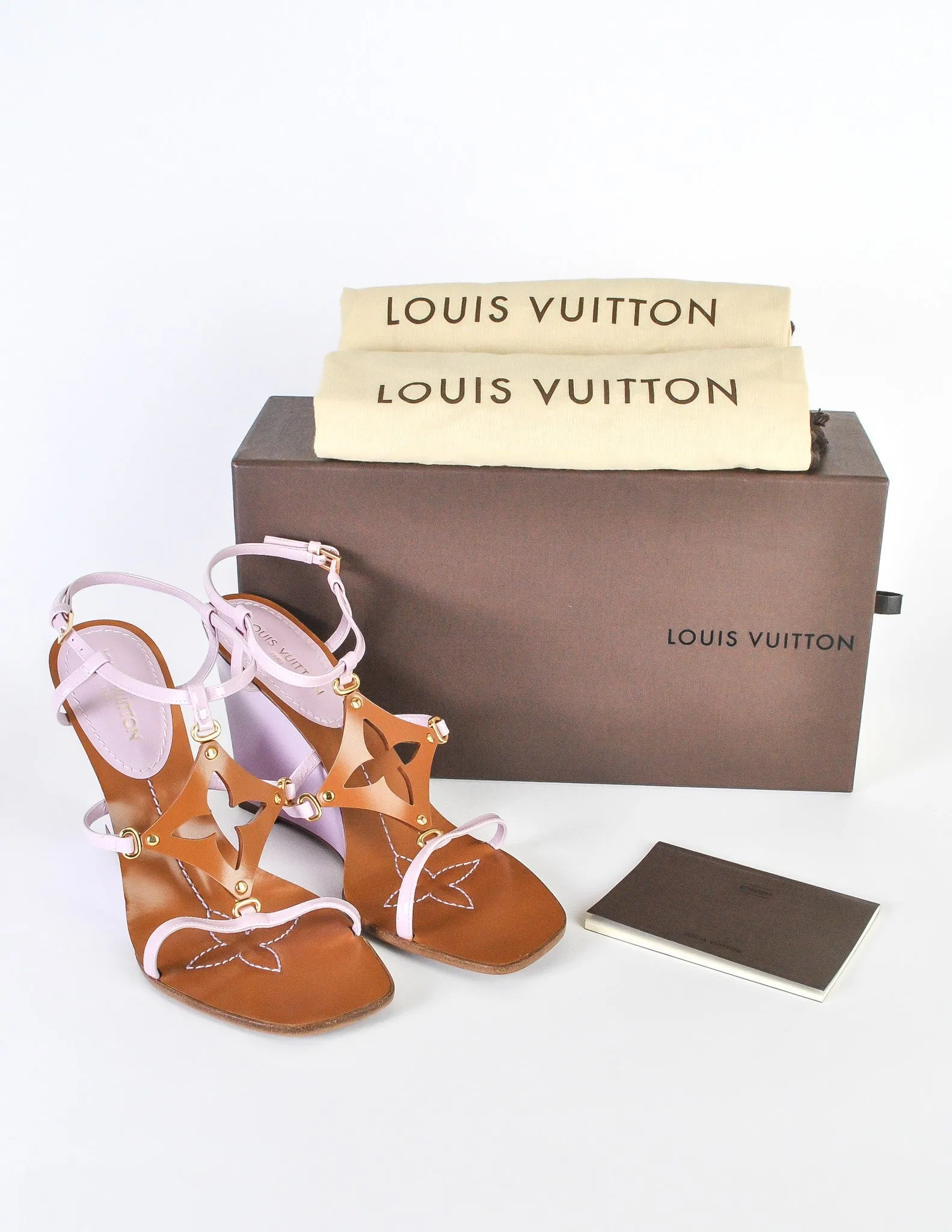 Louis Vuitton Brown and Orchid Strappy Wedge Sandals