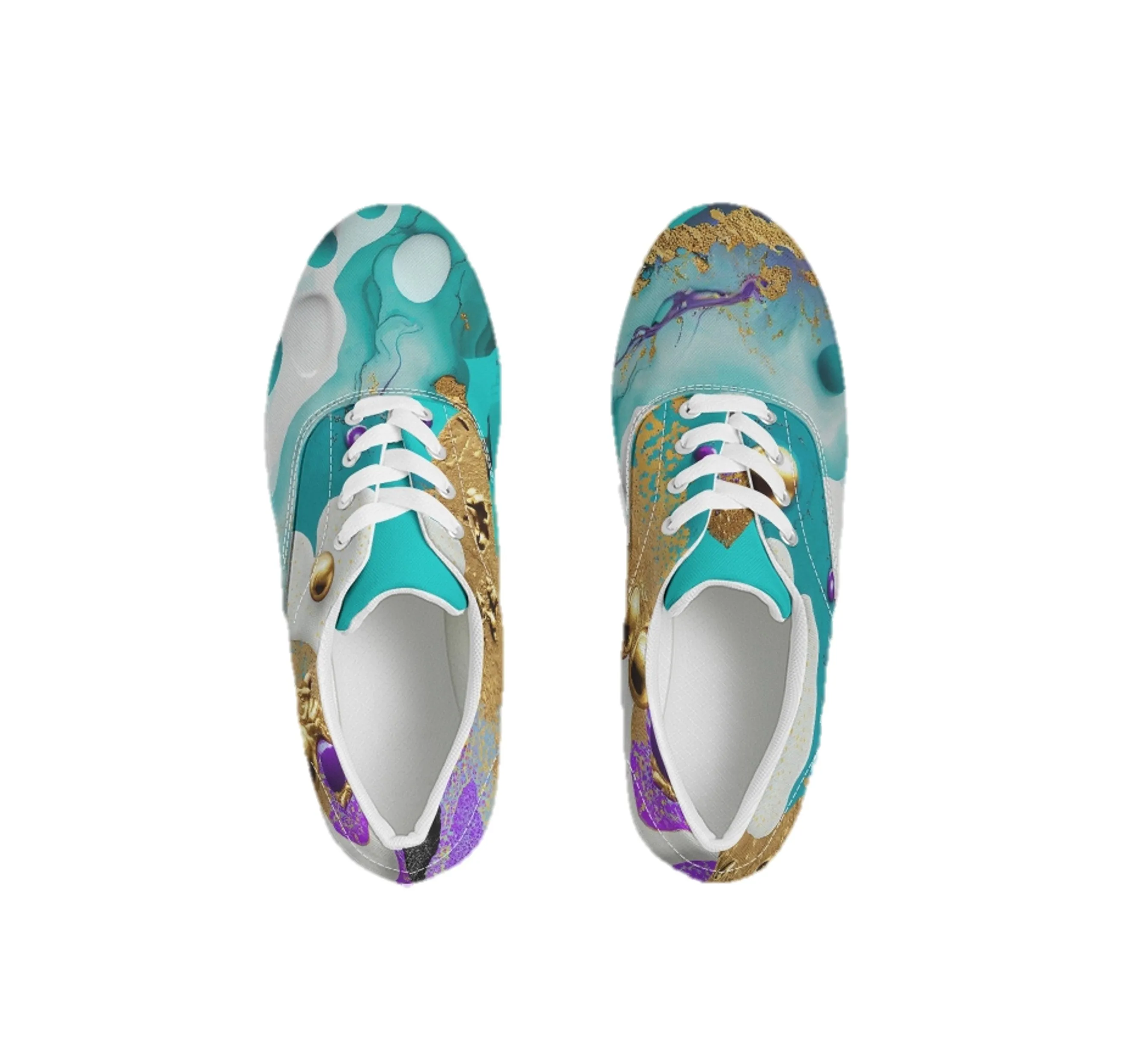 Low Top Custom Sneakers for Girls. "Artz" Casual Lace Up Printed Canvas Shoes for Women. WickedYo.