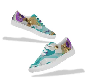 Low Top Custom Sneakers for Girls. "Artz" Casual Lace Up Printed Canvas Shoes for Women. WickedYo.