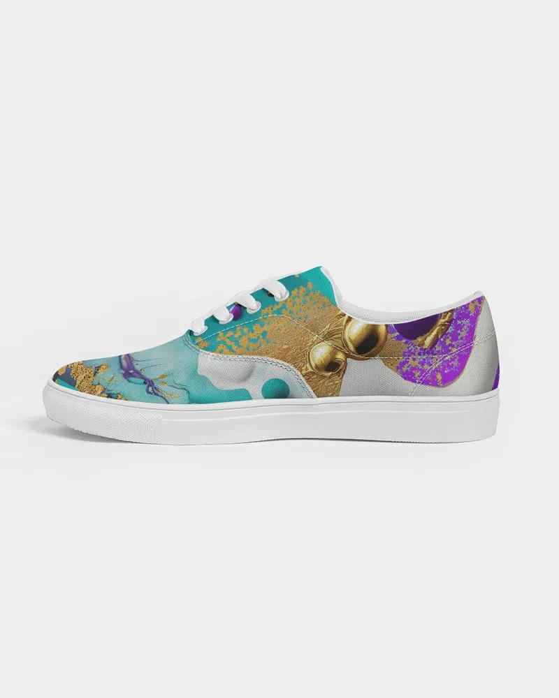 Low Top Custom Sneakers for Girls. "Artz" Casual Lace Up Printed Canvas Shoes for Women. WickedYo.