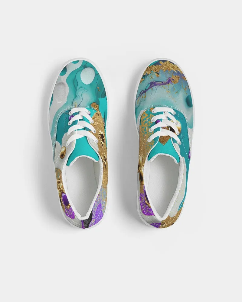 Low Top Custom Sneakers for Girls. "Artz" Casual Lace Up Printed Canvas Shoes for Women. WickedYo.