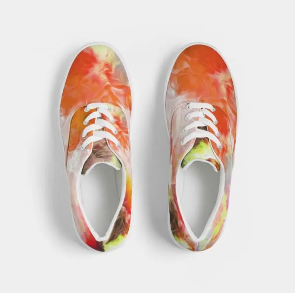 Low Top Sneakers for Girls- Tie Dye Art Design. Casual Printed Canvas Shoes for Women. WickedYo