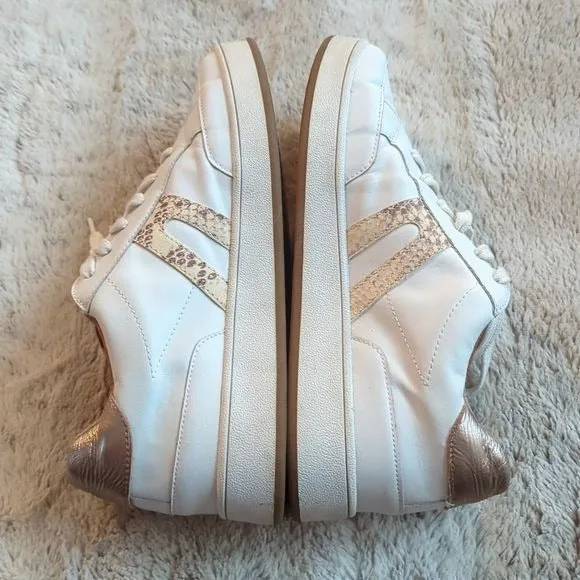 Lucky Brand Hinta Sneaker Women's Size 9 White Gold Leather Athletic Shoe