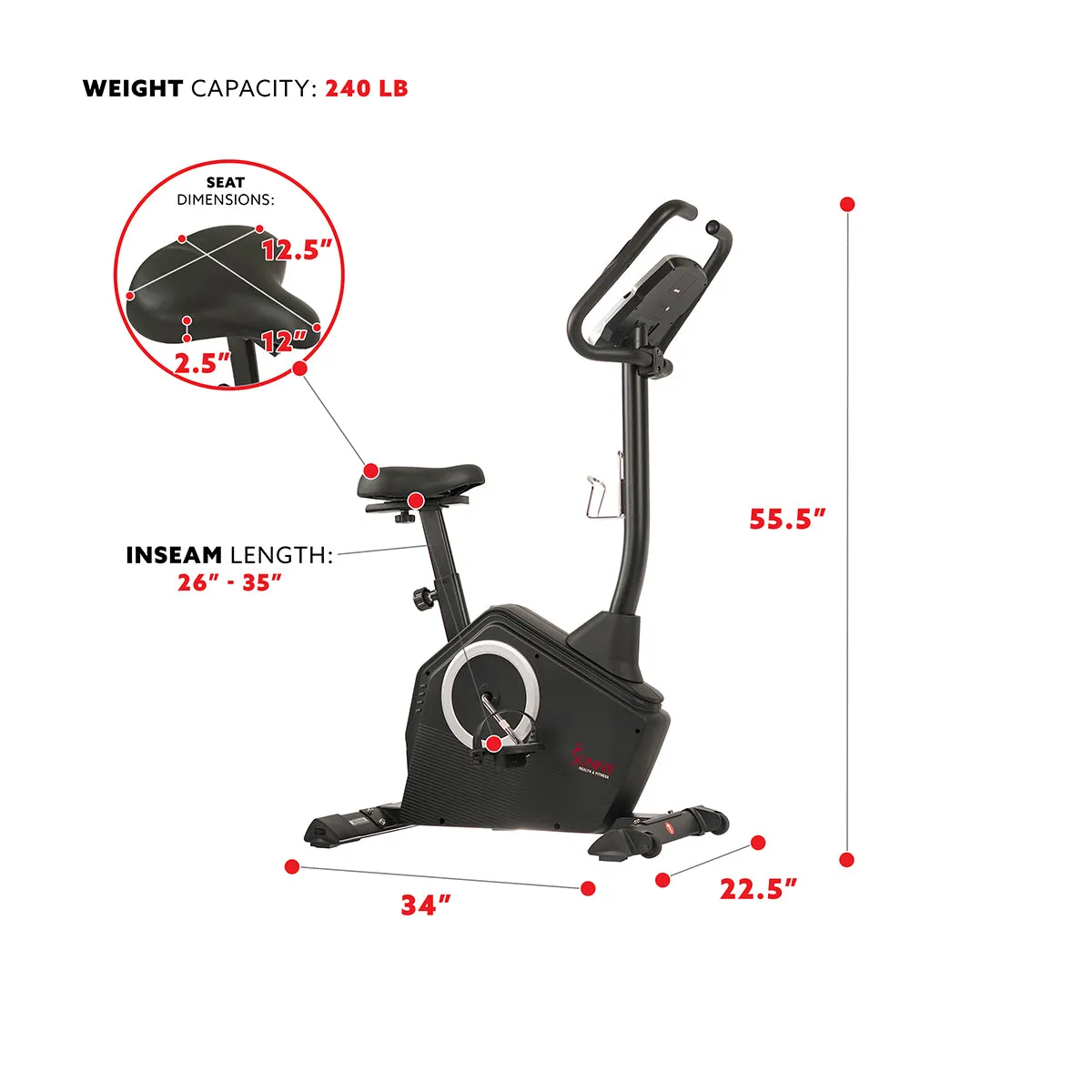 Magnetic Upright Programmable Exercise Bike w/ Heart Rate Monitor