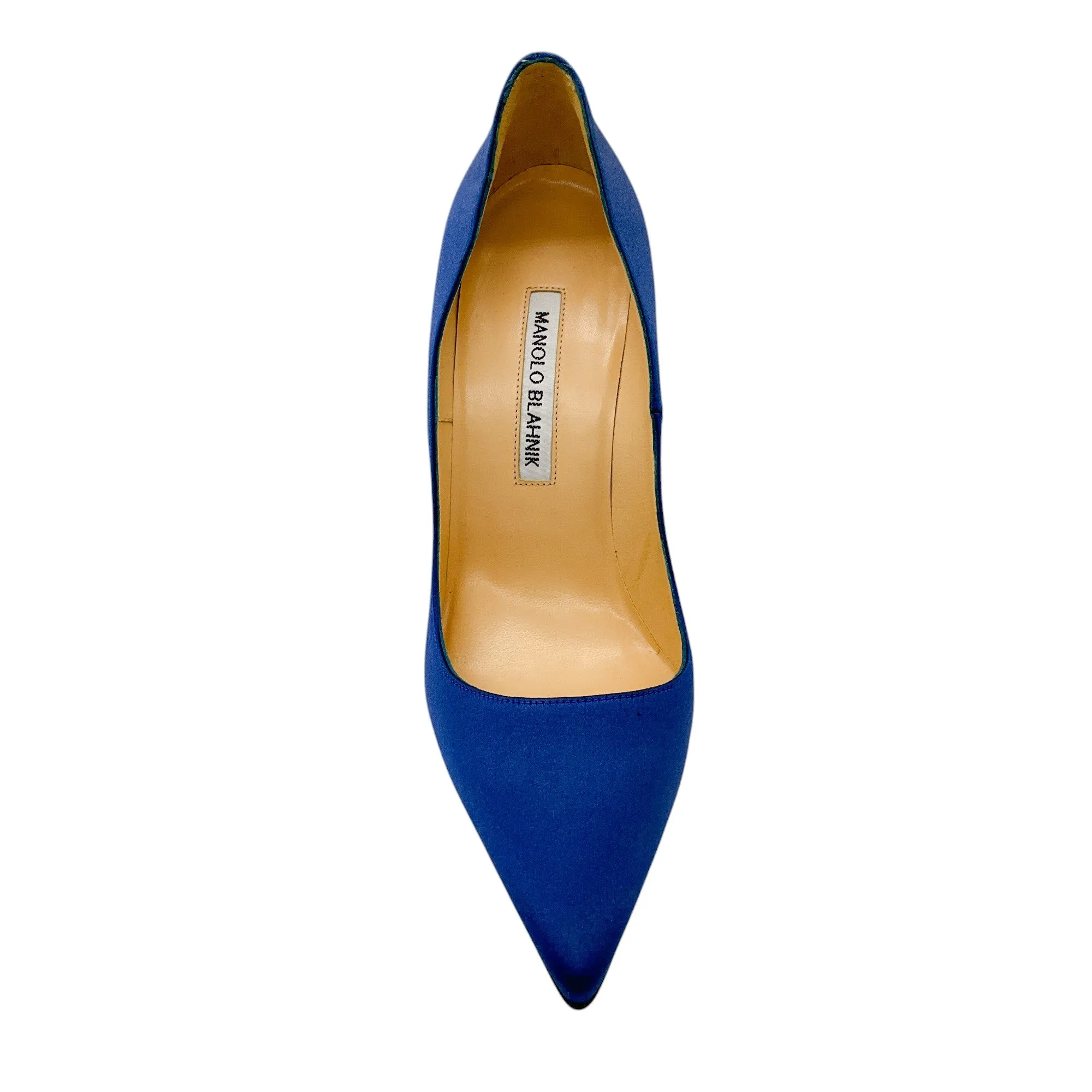 Manolo Blahnik Blue Satin Pumps