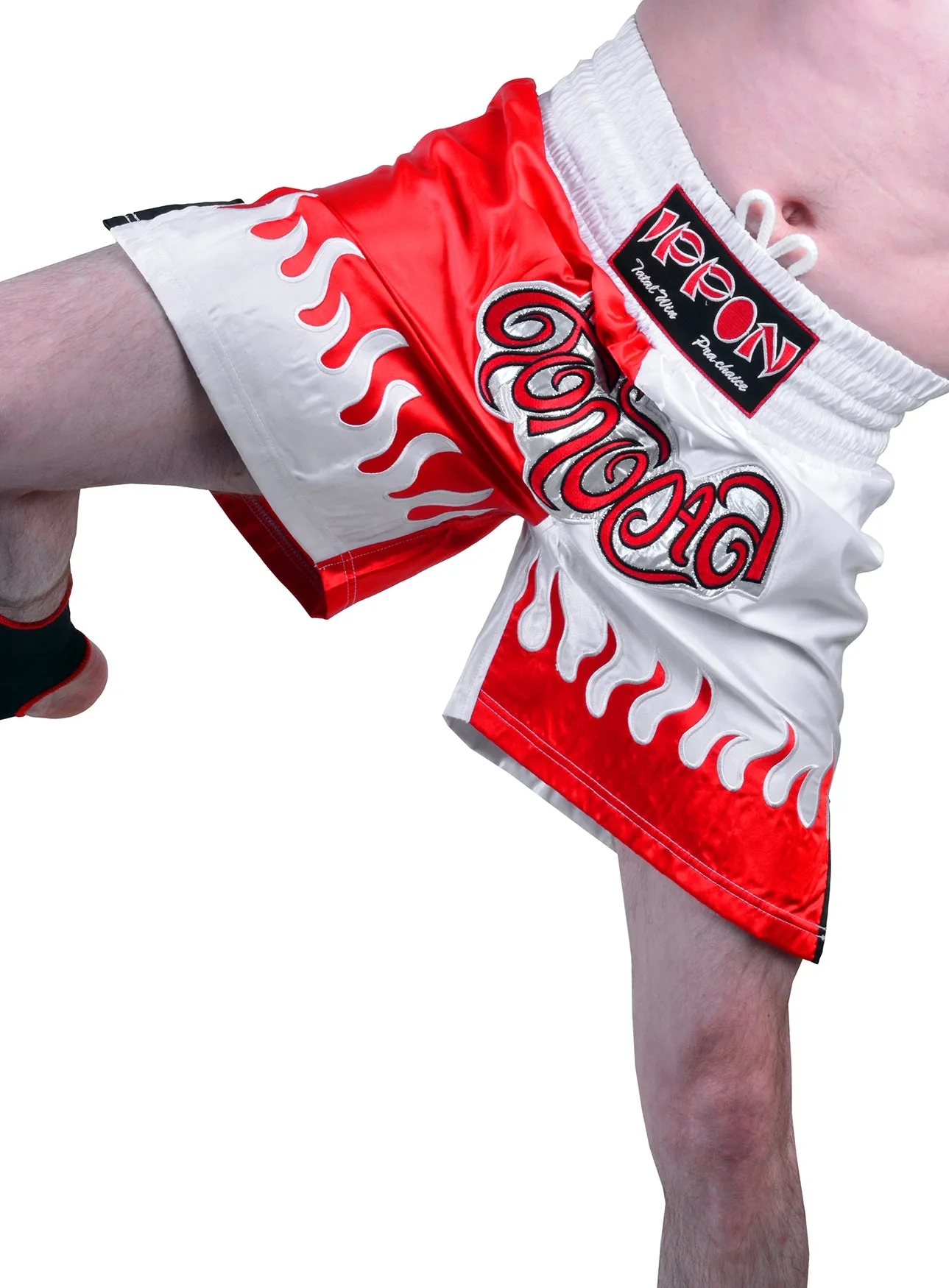 MAR-095G | Red & White Kick Boxing & K1 Shorts