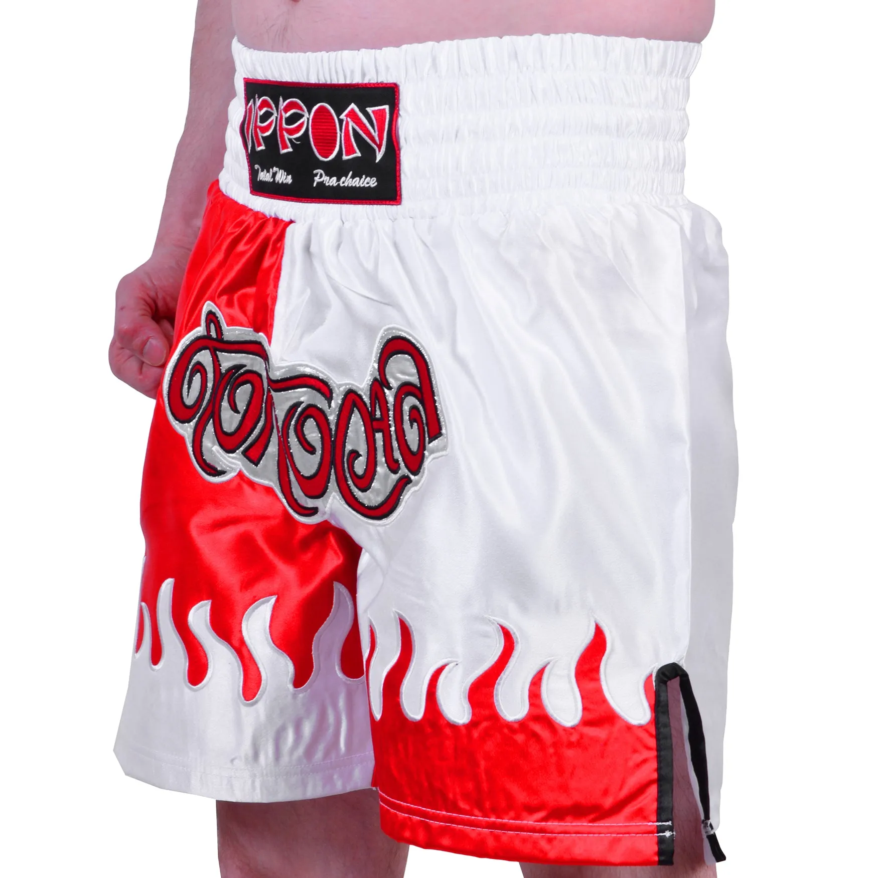 MAR-095G | Red & White Kick Boxing & K1 Shorts