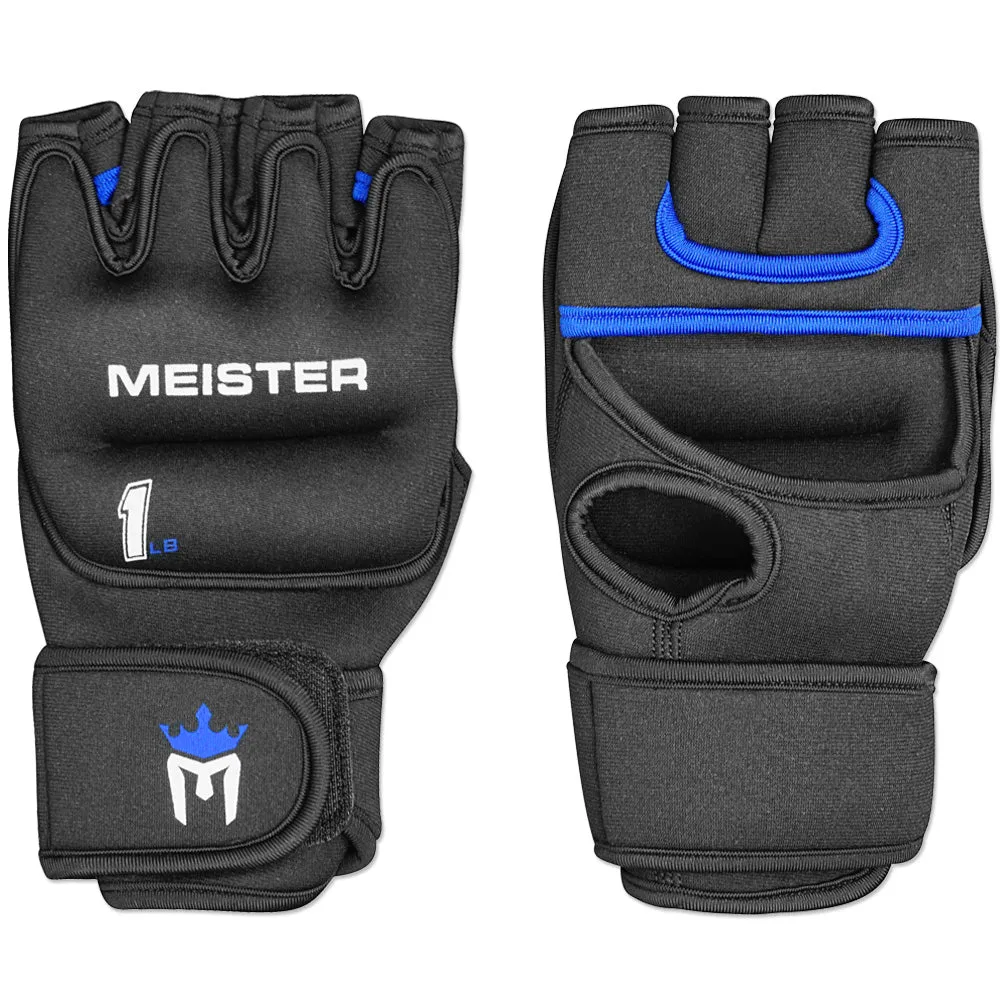 Meister 1lb Neoprene Weighted Gloves - Black/Blue (Pair)