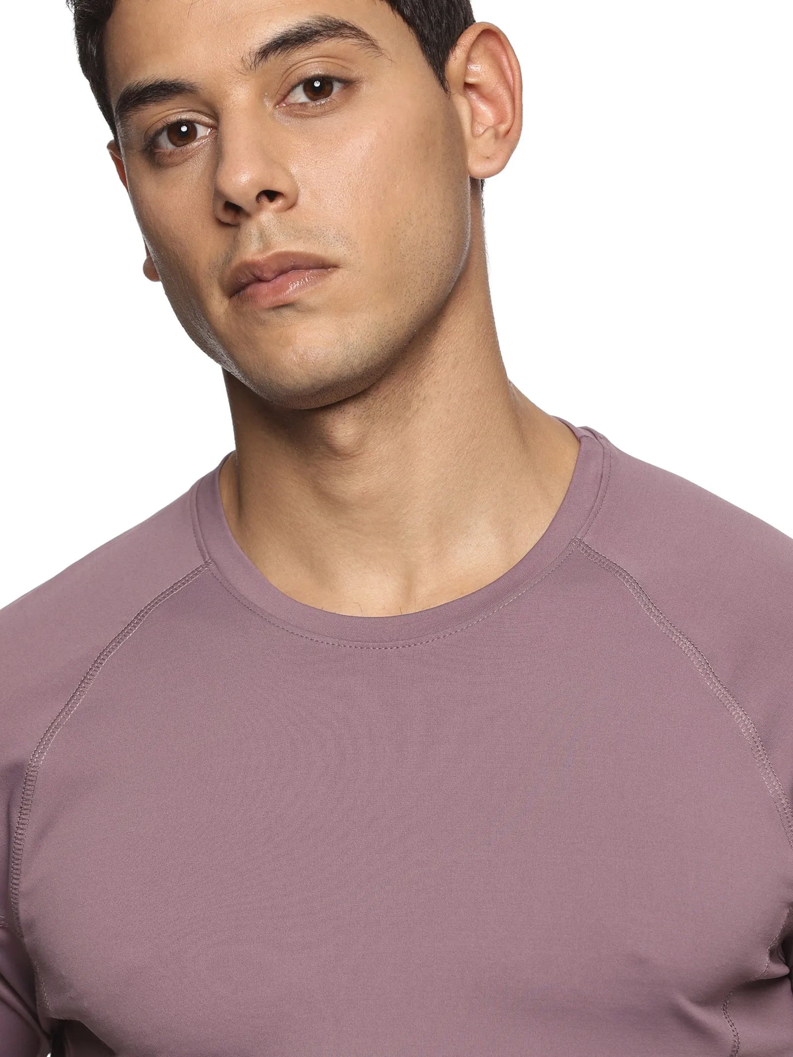 Men Kooltex Solid High Performance Half Raglan Sleeve(Plum)