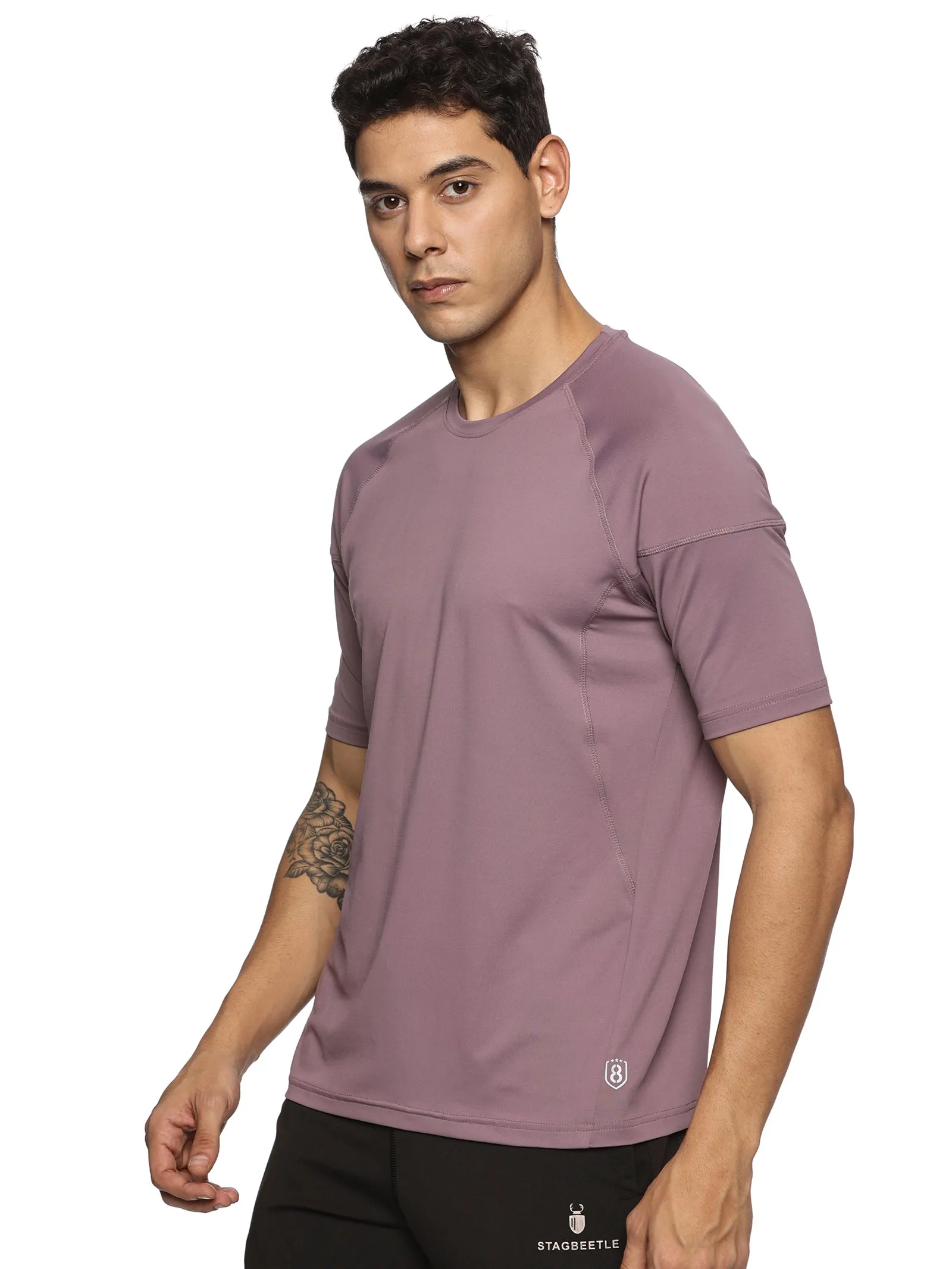 Men Kooltex Solid High Performance Half Raglan Sleeve(Plum)