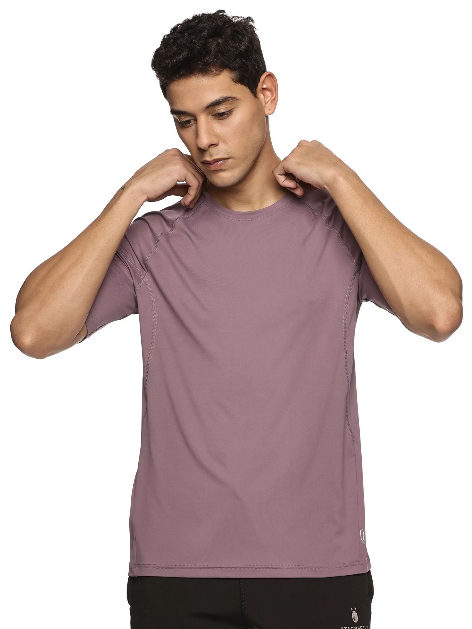 Men Kooltex Solid High Performance Half Raglan Sleeve(Plum)