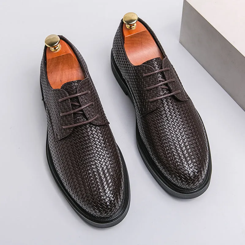 Men's Youth Platform Plus Size 3D Woven Artificial Leather Shoes