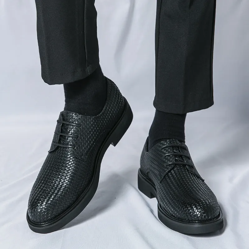 Men's Youth Platform Plus Size 3D Woven Artificial Leather Shoes