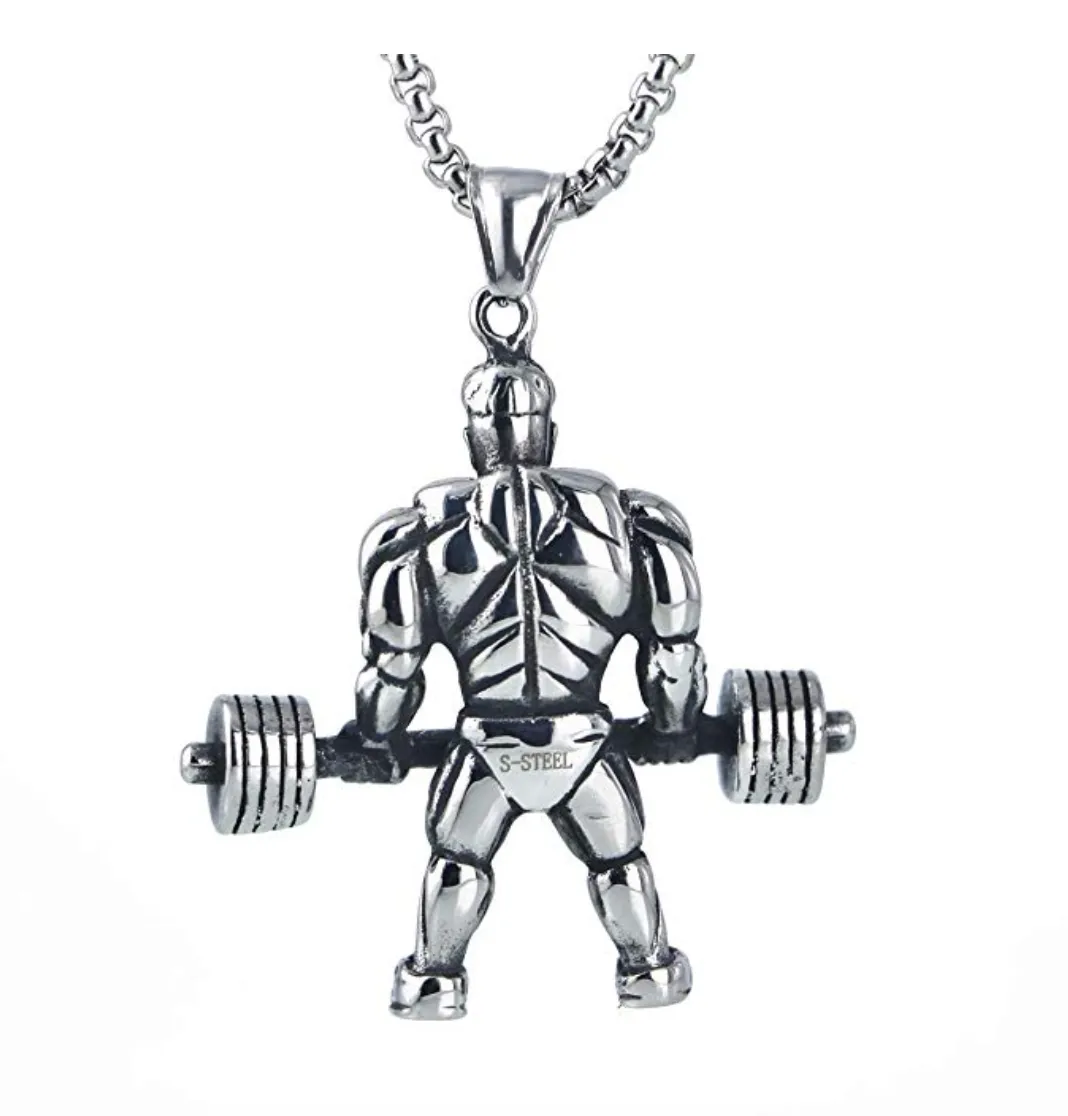 Mr. Olympia Chain Gym Bodybuilding Chain Strongman Necklace Exercise Workout Pendant 24in.