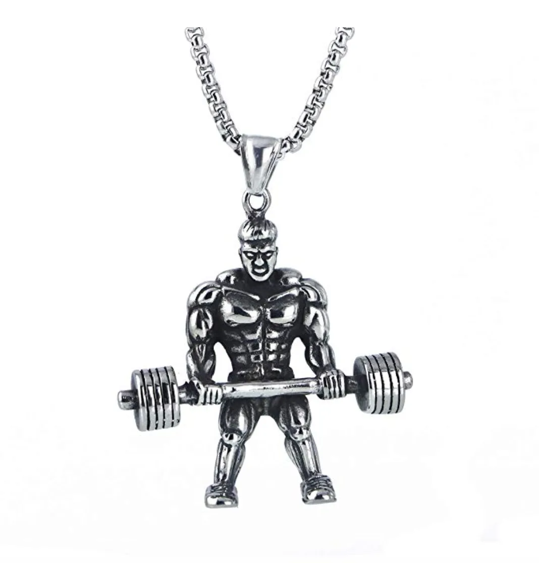 Mr. Olympia Chain Gym Bodybuilding Chain Strongman Necklace Exercise Workout Pendant 24in.