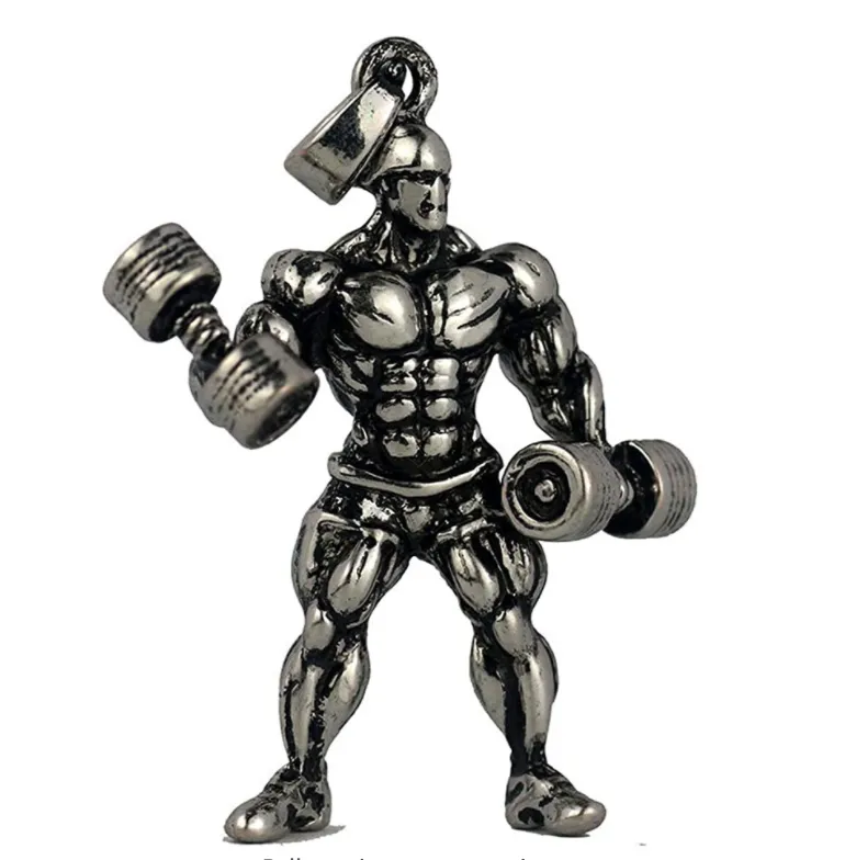 Mr. Olympia Gym Necklace Weight Plate Barbell Exercise Workout Chain Dumbbell Bodybuilding 24in.