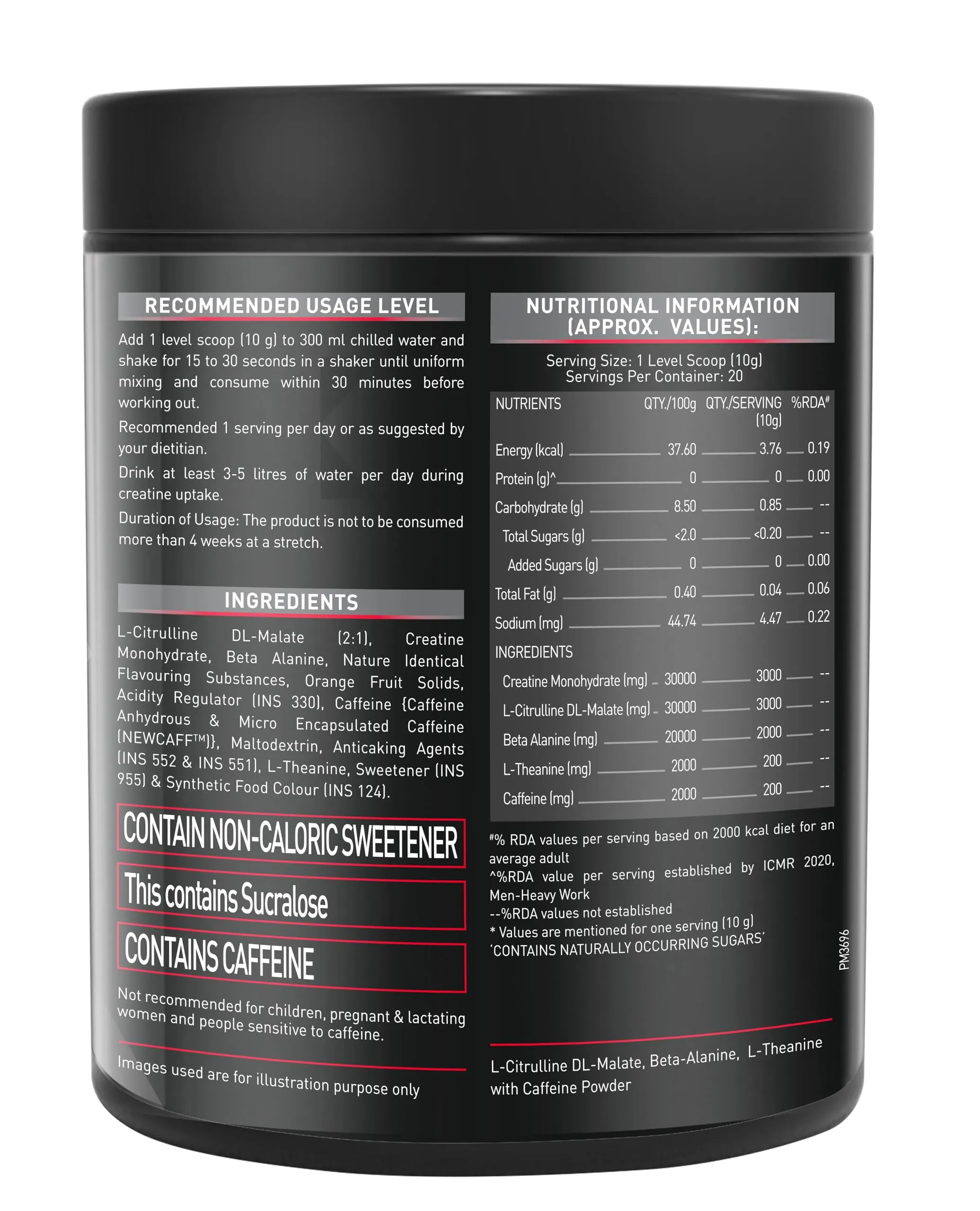 MuscleBlaze Pre Workout Crea-Xtreme (Berry Lime, 200g, 20 Servings) | 3000 mg Creatine Monohydrate, 200mg Caffeine, 200mg Theanine, 2000mg Beta Alanine