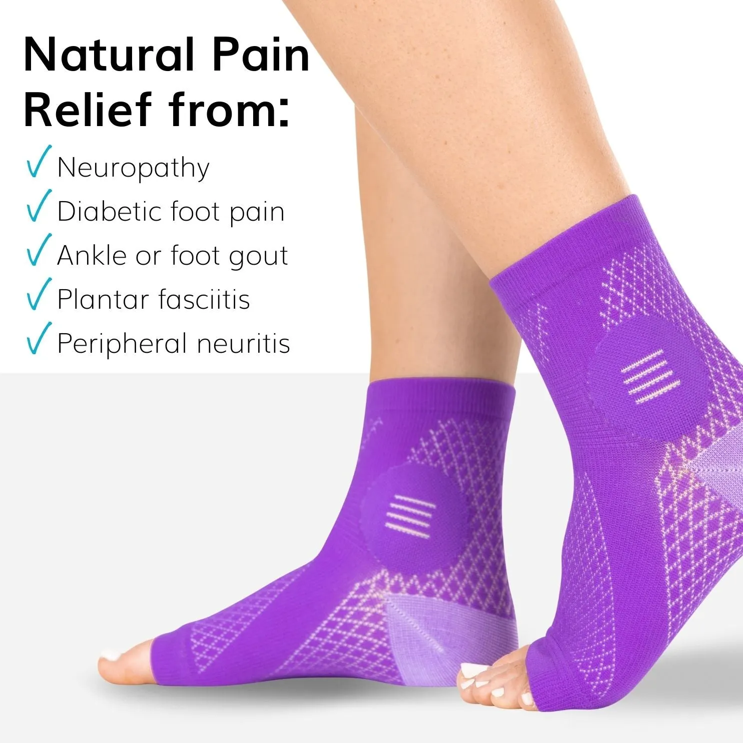 Neuropathy Socks | Compression Toeless Foot Pain Relief Sleeves for Diabetics and Peripheral Treatment (Pair)