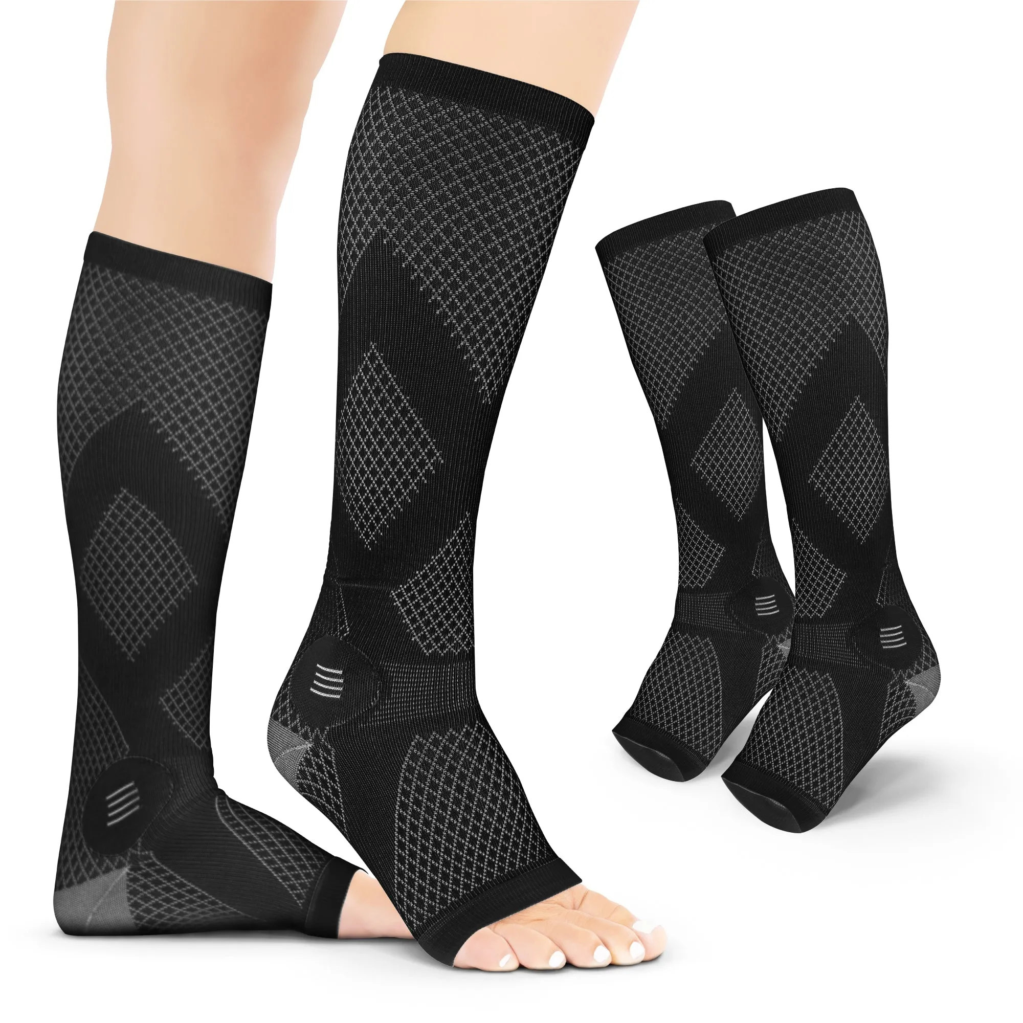 Neuropathy Socks | Compression Toeless Foot Pain Relief Sleeves for Diabetics and Peripheral Treatment (Pair)