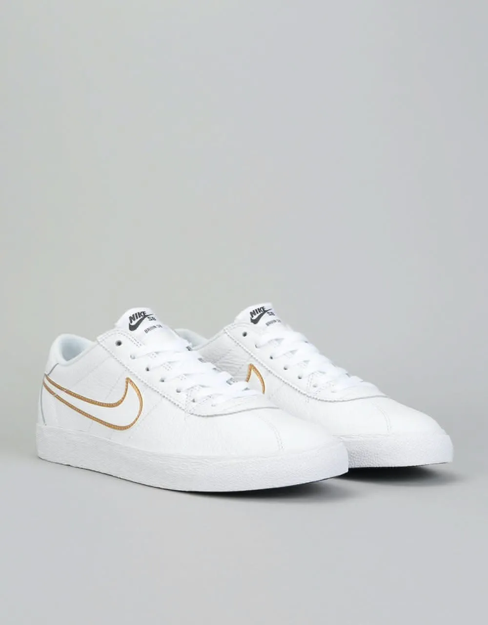 Nike SB Zoom Bruin Premium SE Skate Shoes - White/Wht-Met. Gold-Black