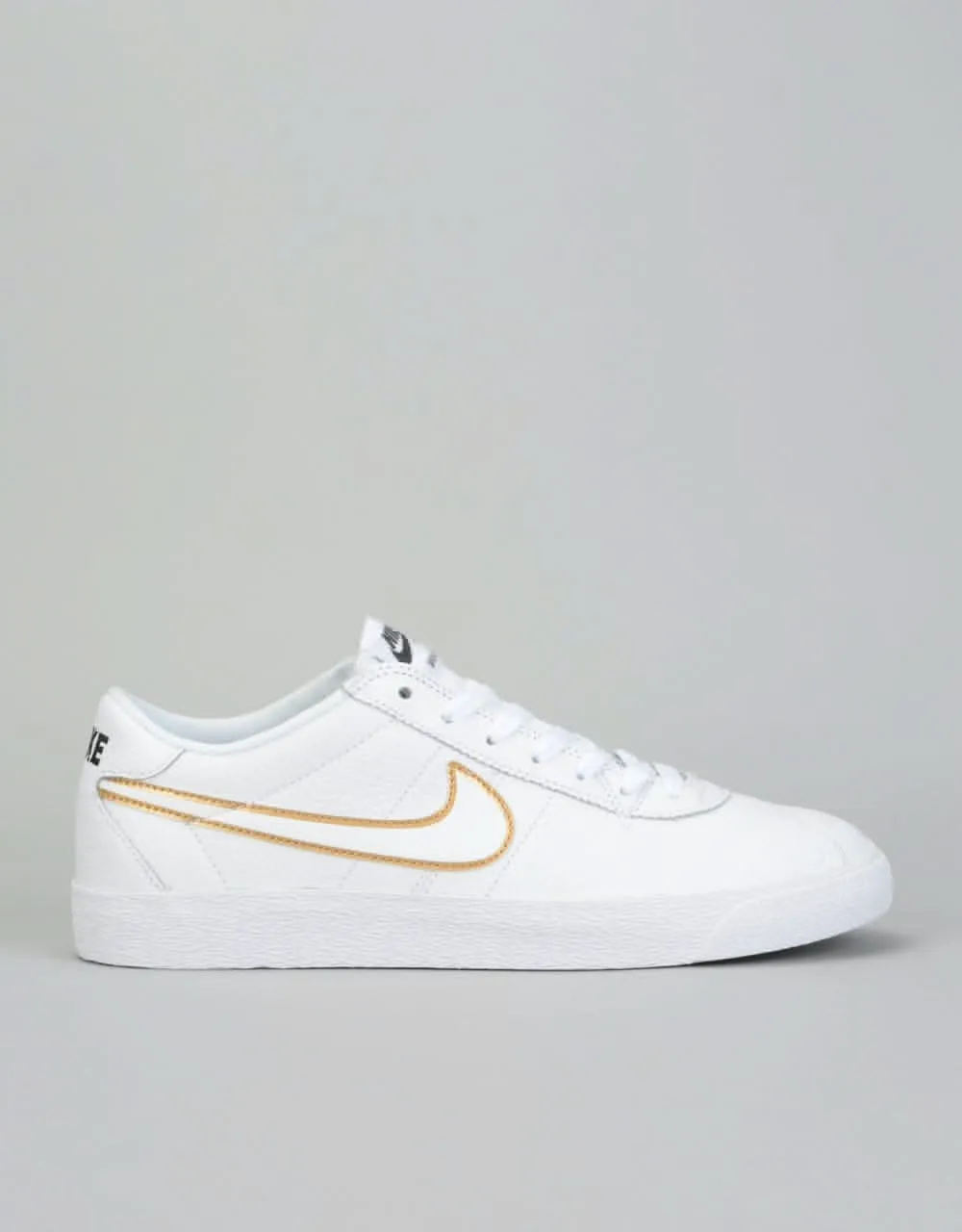 Nike SB Zoom Bruin Premium SE Skate Shoes - White/Wht-Met. Gold-Black