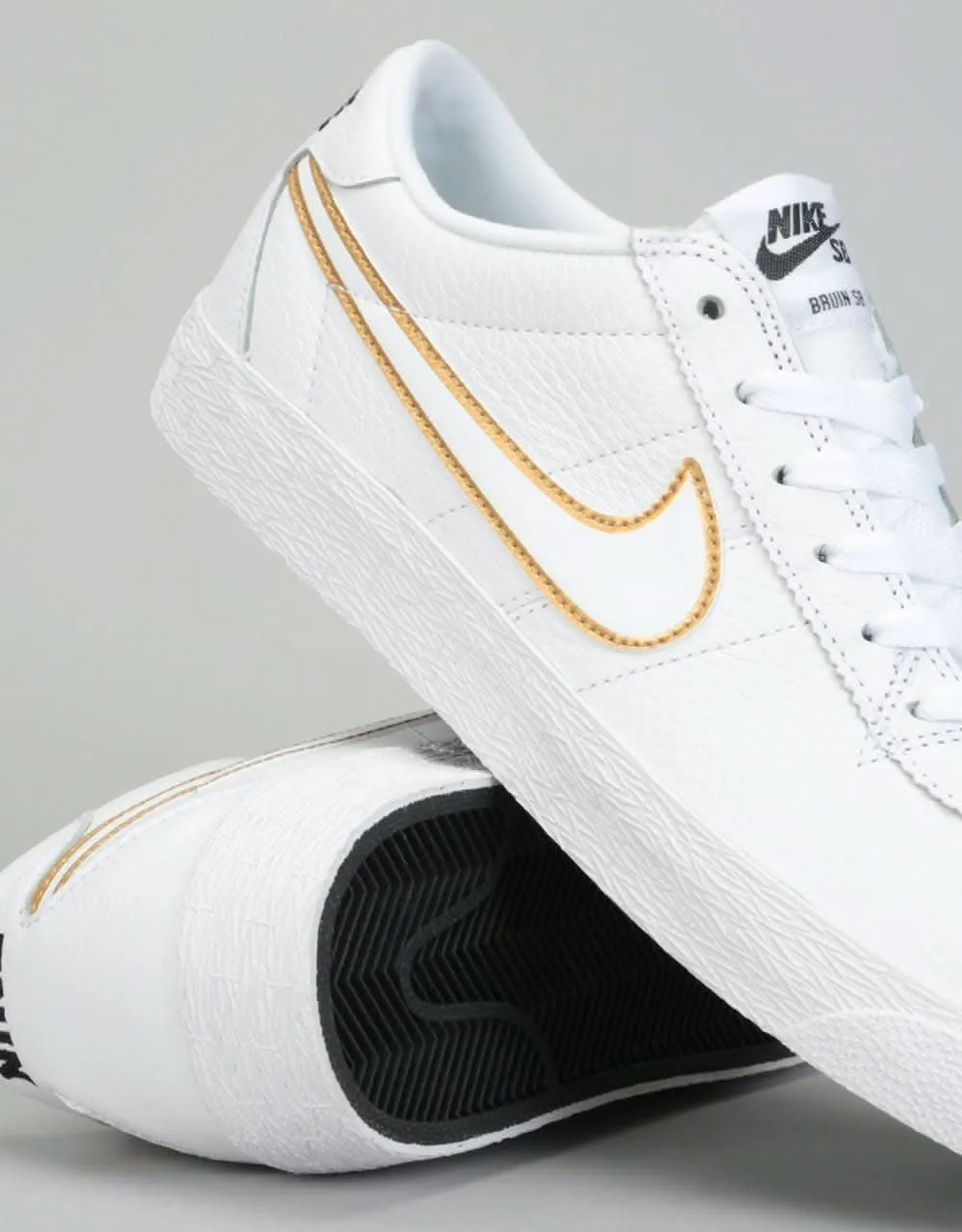 Nike SB Zoom Bruin Premium SE Skate Shoes - White/Wht-Met. Gold-Black