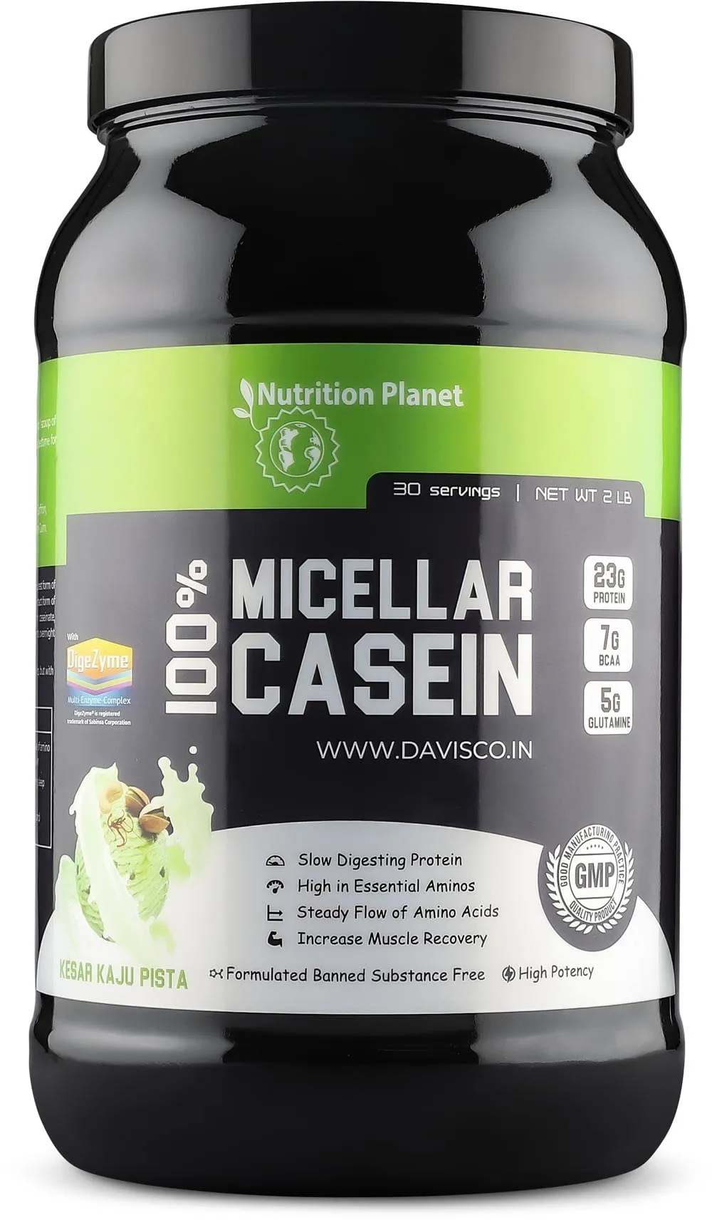 Nutrition Planet 100% Micellar Casein (With real Cashew, Pistachio & Saffron) for Pre/Post Workout Recovery (Kesar Kaju Pista - 2lb, 30 Servings)