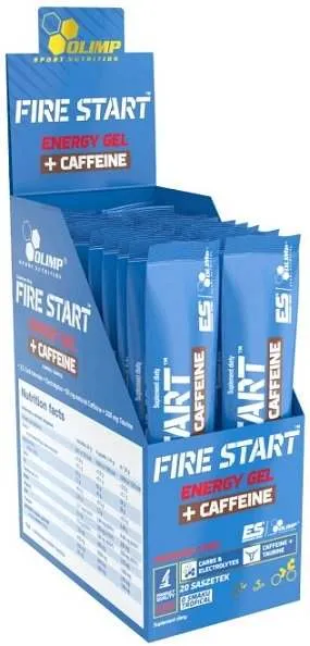 Olimp Nutrition Fire Start Energy Gel   Caffeine, Blackcurrant - 20 sachets