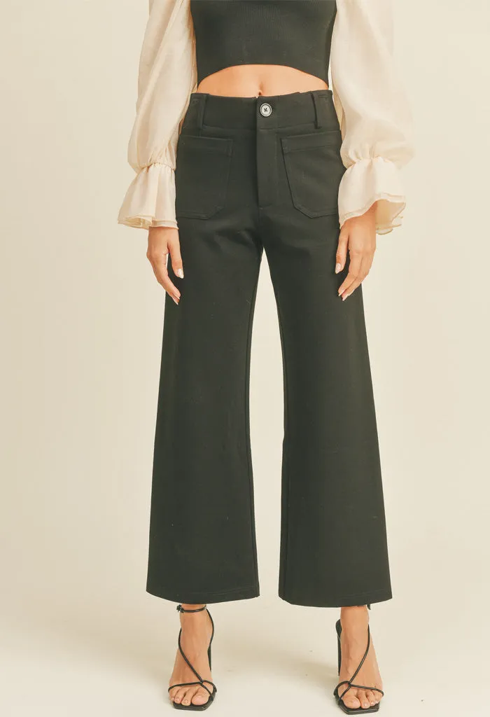 Olivia Ponte Crop Pants-Black