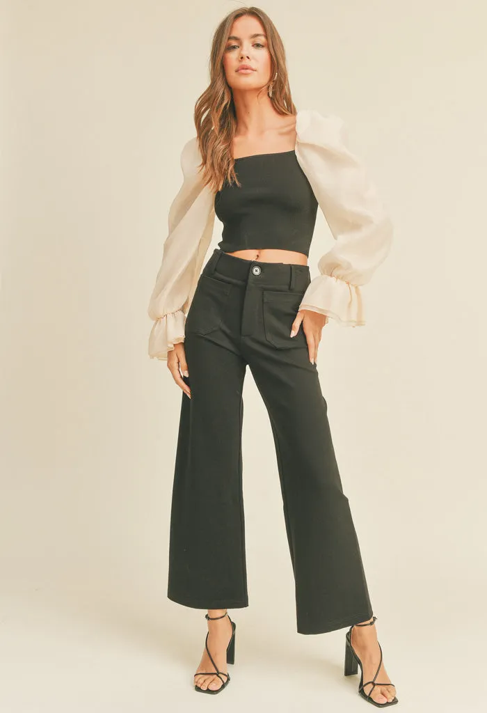 Olivia Ponte Crop Pants-Black