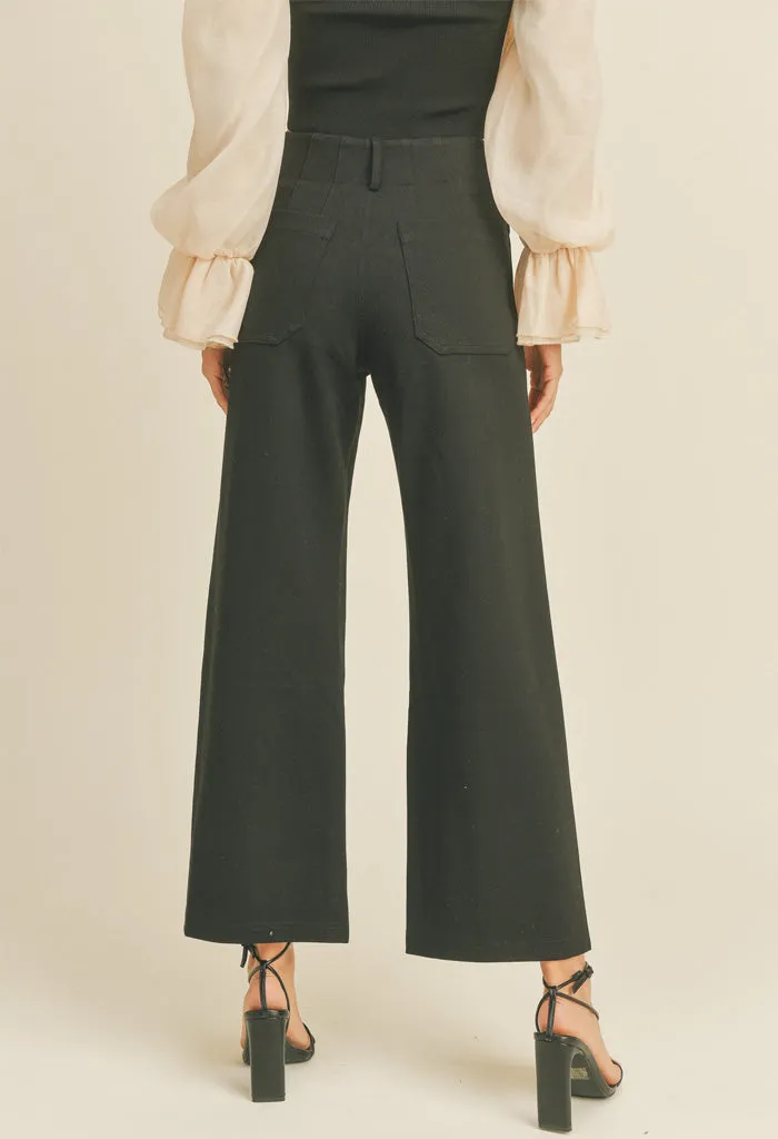 Olivia Ponte Crop Pants-Black