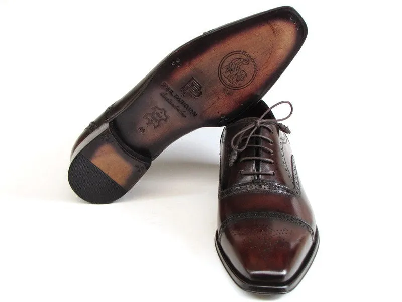 Paul Parkman Captoe Bordeaux & Brown Hand-Painted Oxfords