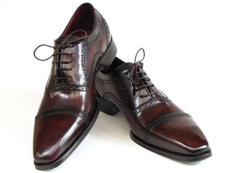 Paul Parkman Captoe Bordeaux & Brown Hand-Painted Oxfords