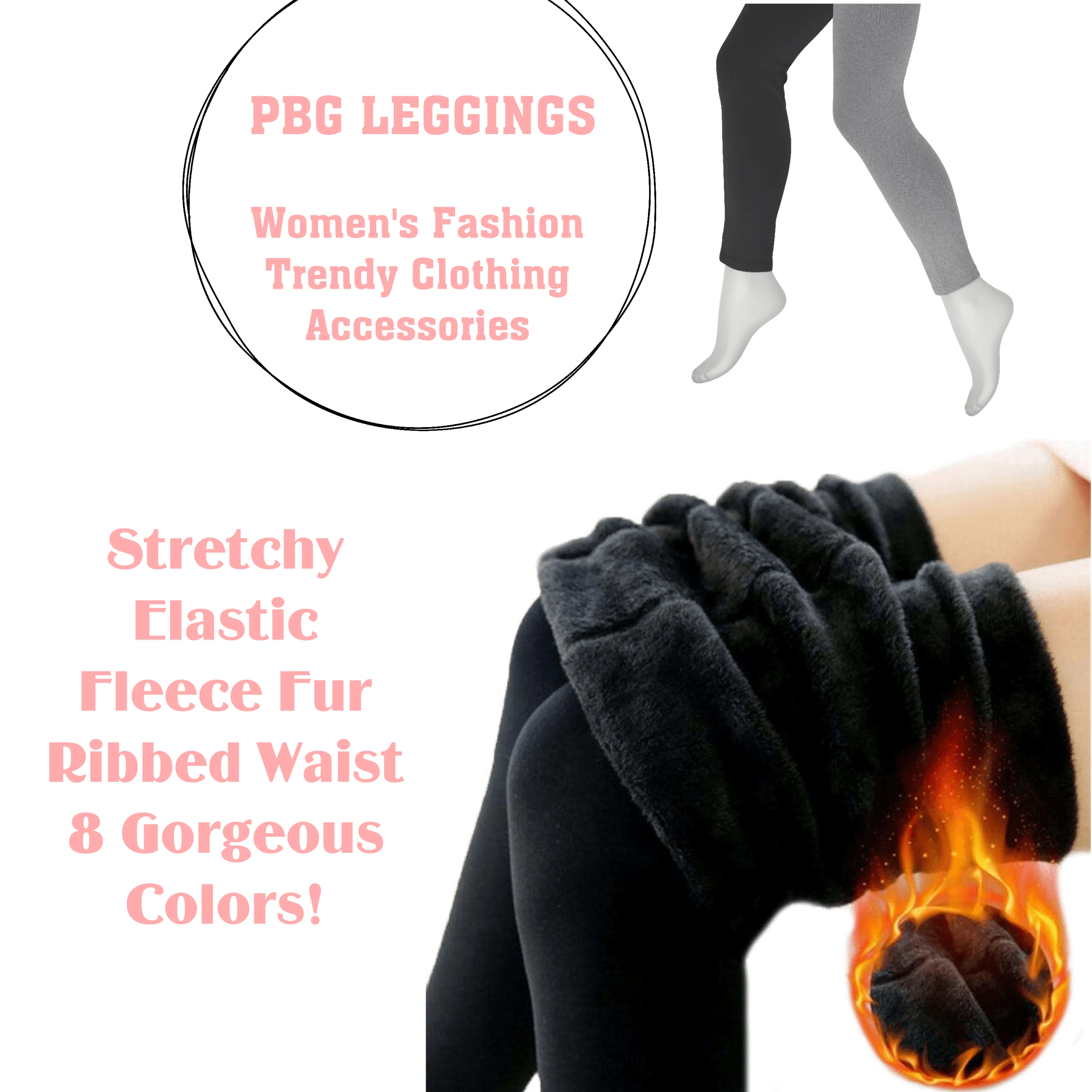 PBG Women‚Äôs Fleece Leggings 8 Colors! High Waist Stretchy Warm Leggings One Size  (Small-Large reccomended)