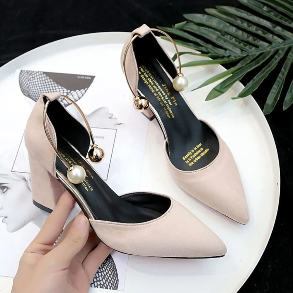 Pearl Ring Solid Color Causal Shoes