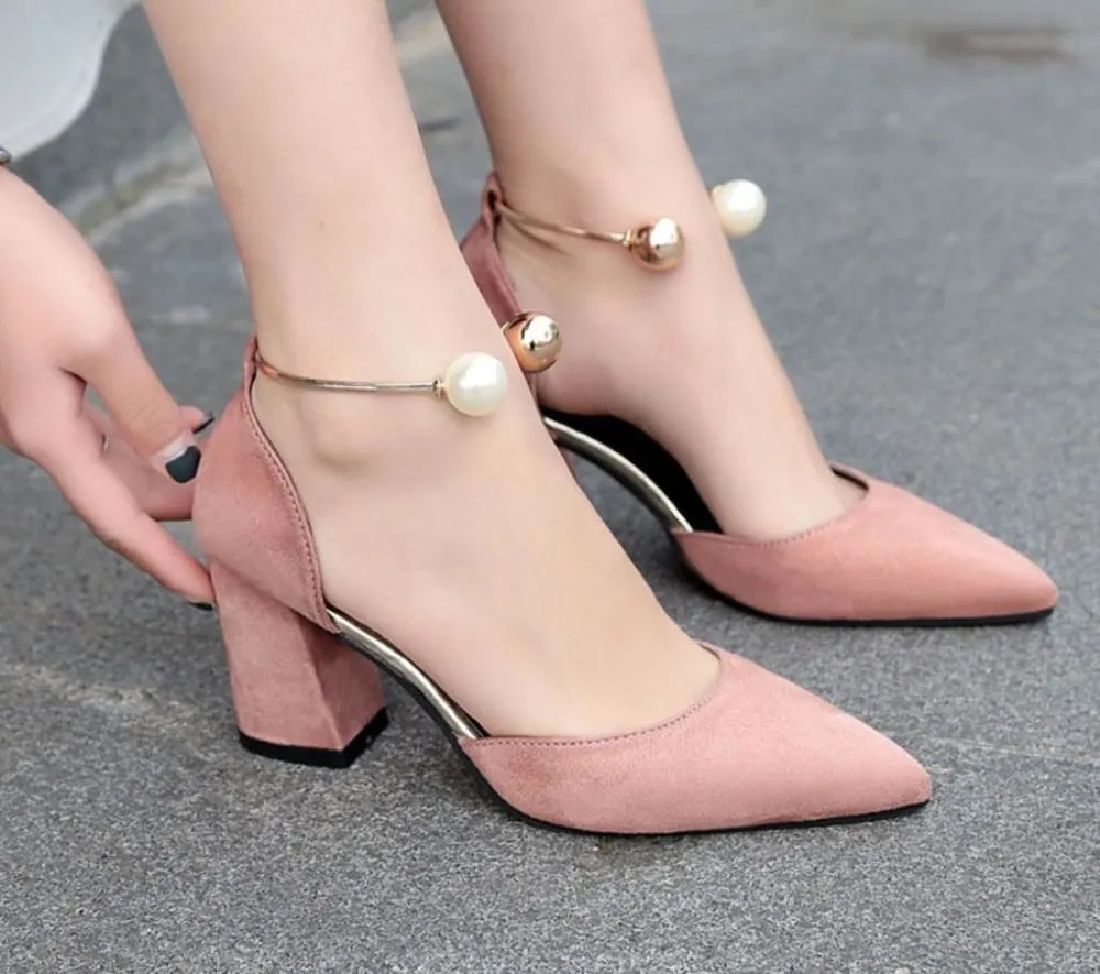 Pearl Ring Solid Color Causal Shoes