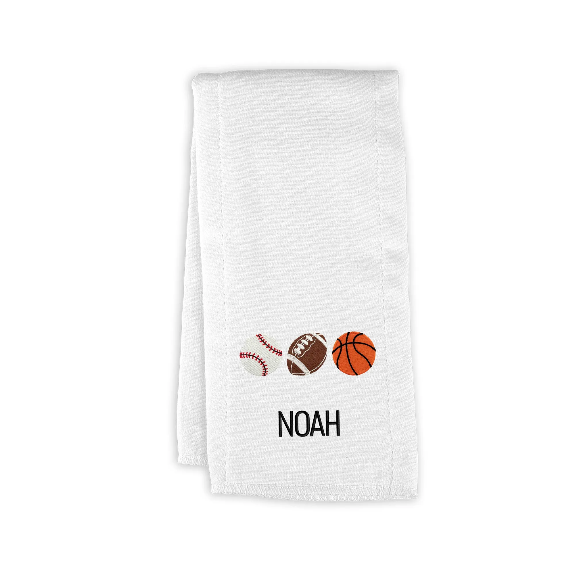 Personalized 3 Sports Balls Emoji Burp Cloth