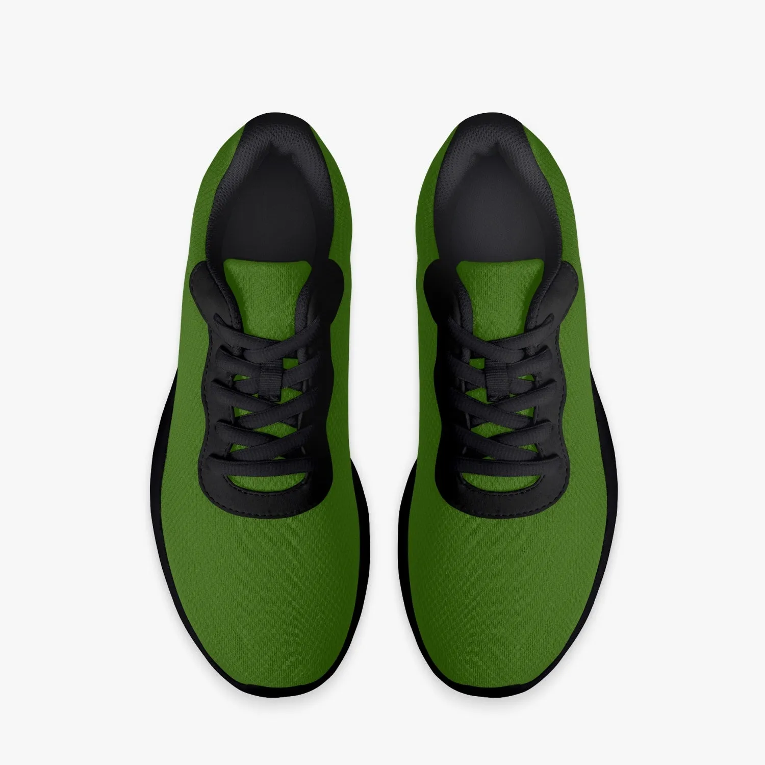 Pine Green Color Unisex Sneakers, Soft Solid Green Color Best Lifestyle Unisex Casual Designer Mesh Running Shoes With Black Soles