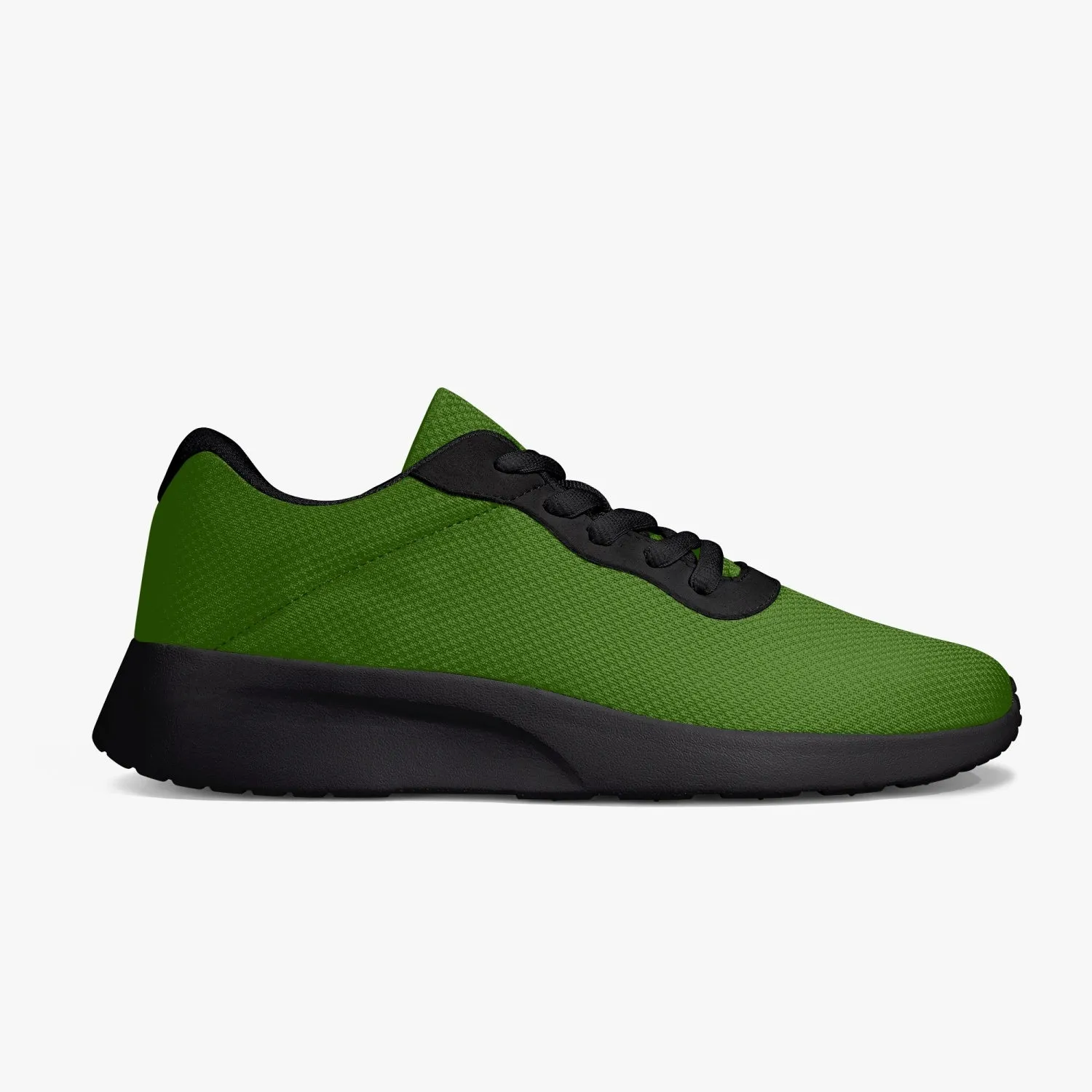 Pine Green Color Unisex Sneakers, Soft Solid Green Color Best Lifestyle Unisex Casual Designer Mesh Running Shoes With Black Soles