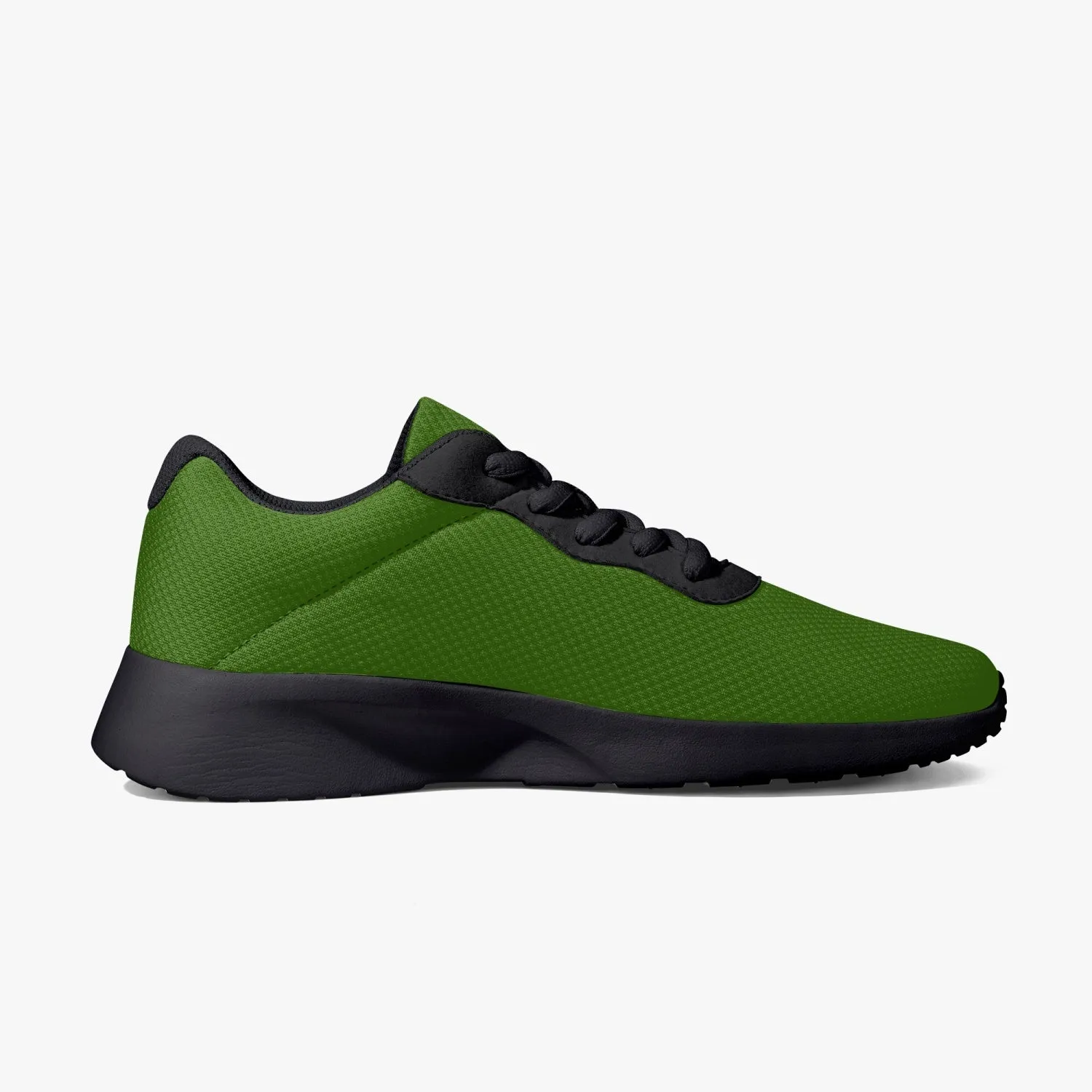 Pine Green Color Unisex Sneakers, Soft Solid Green Color Best Lifestyle Unisex Casual Designer Mesh Running Shoes With Black Soles