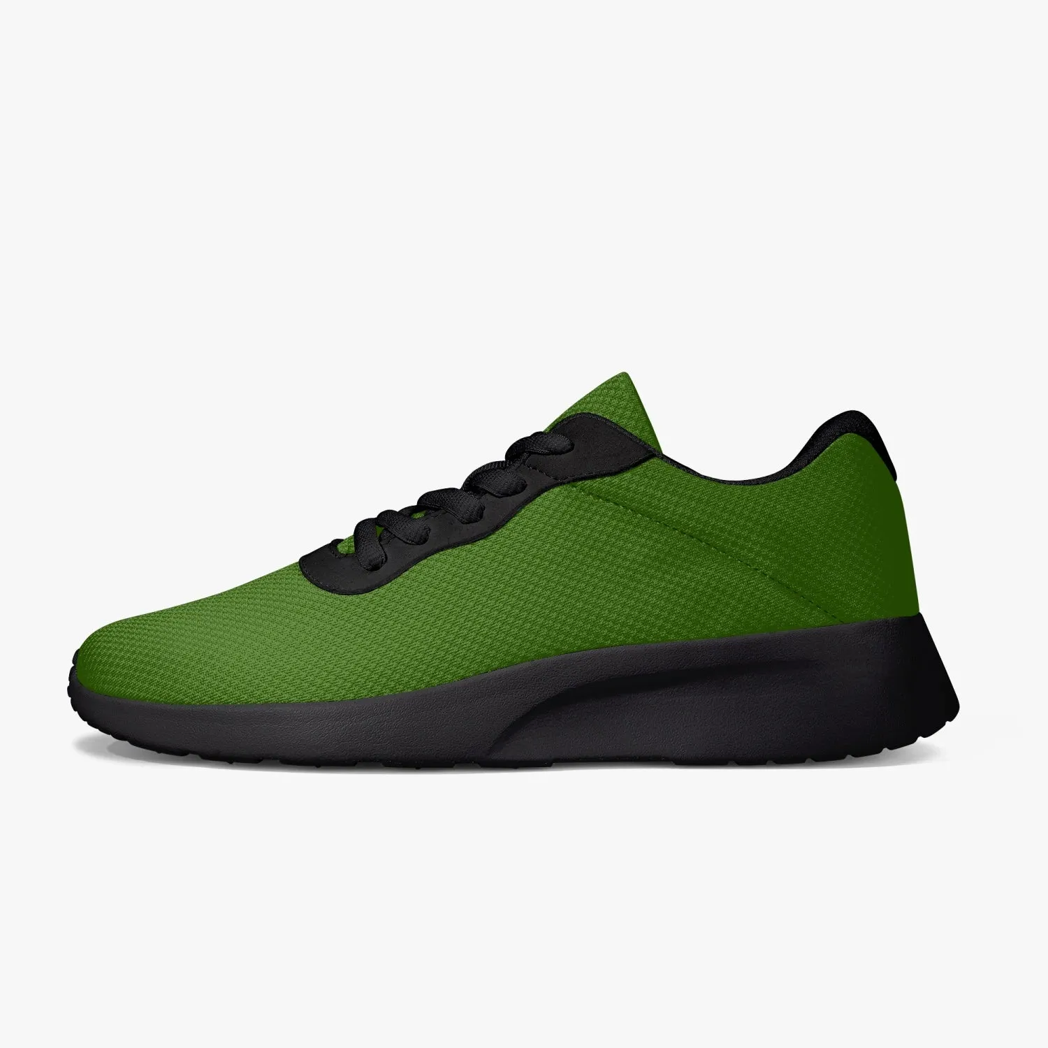 Pine Green Color Unisex Sneakers, Soft Solid Green Color Best Lifestyle Unisex Casual Designer Mesh Running Shoes With Black Soles