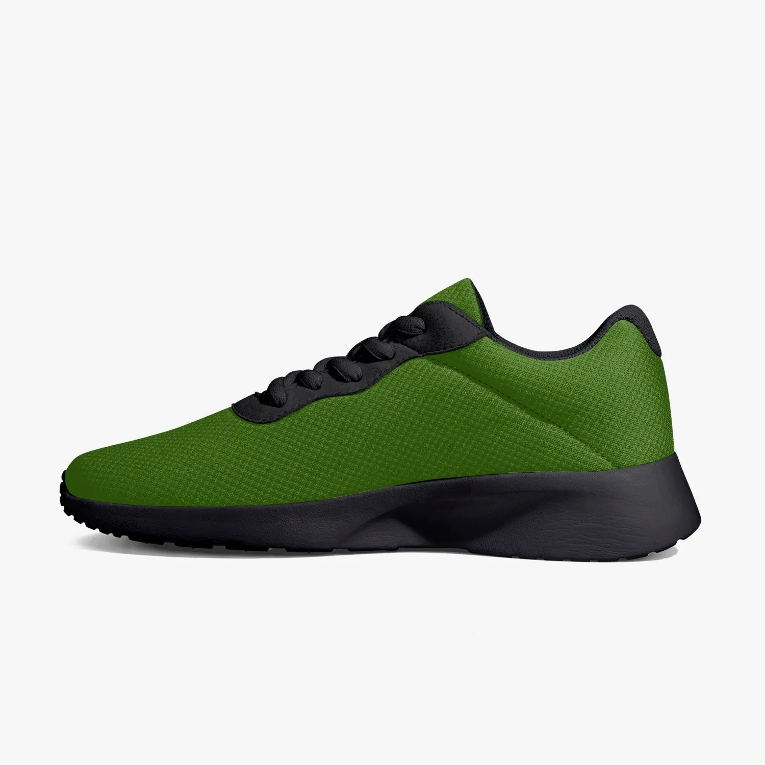 Pine Green Color Unisex Sneakers, Soft Solid Green Color Best Lifestyle Unisex Casual Designer Mesh Running Shoes With Black Soles