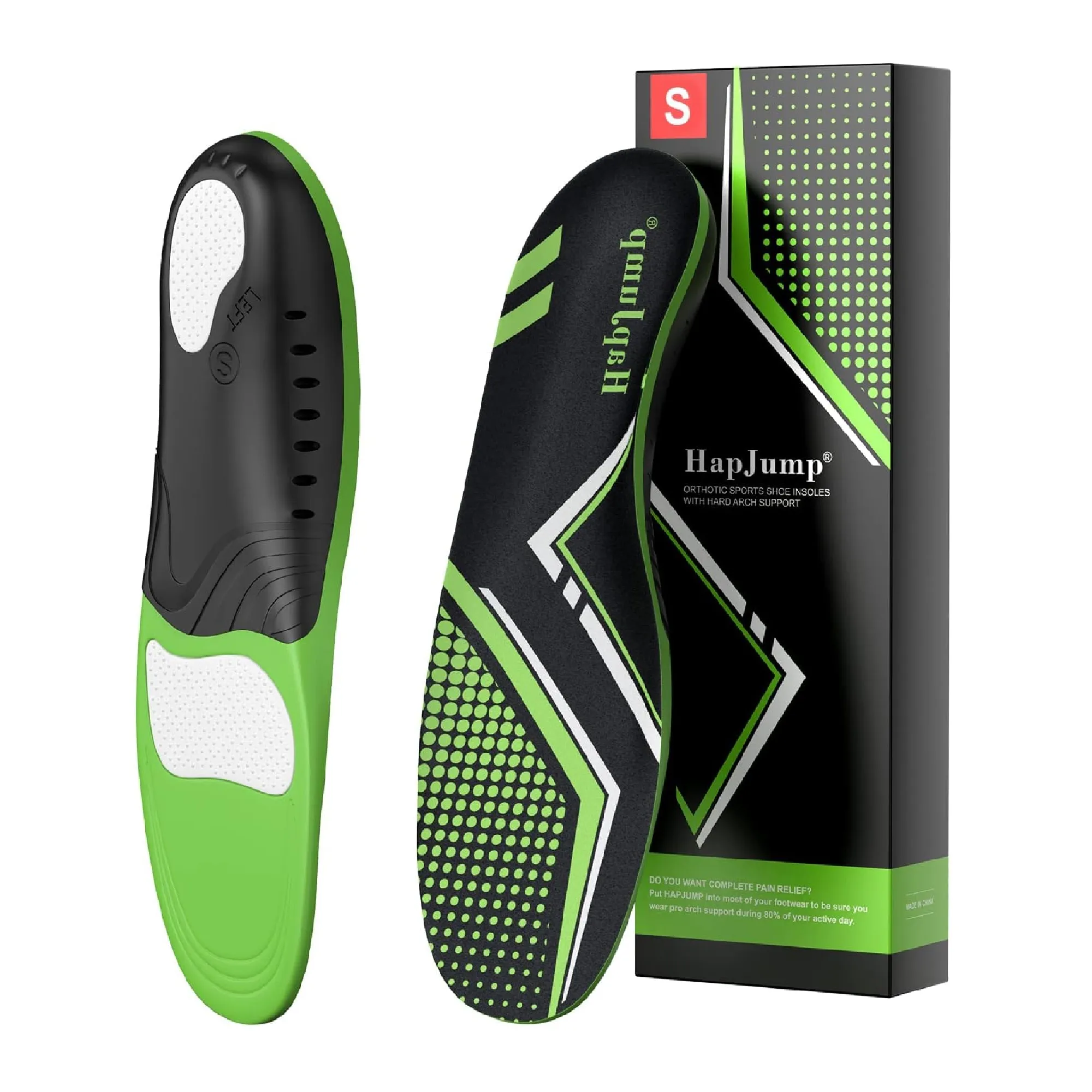 Plantar Fasciitis Pain Relief Feet Insoles Orthotics Arch Support Insoles with Motion Control Shoe Inserts Color Green