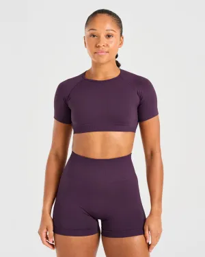 Power Seamless Crop Top - Grape Wine