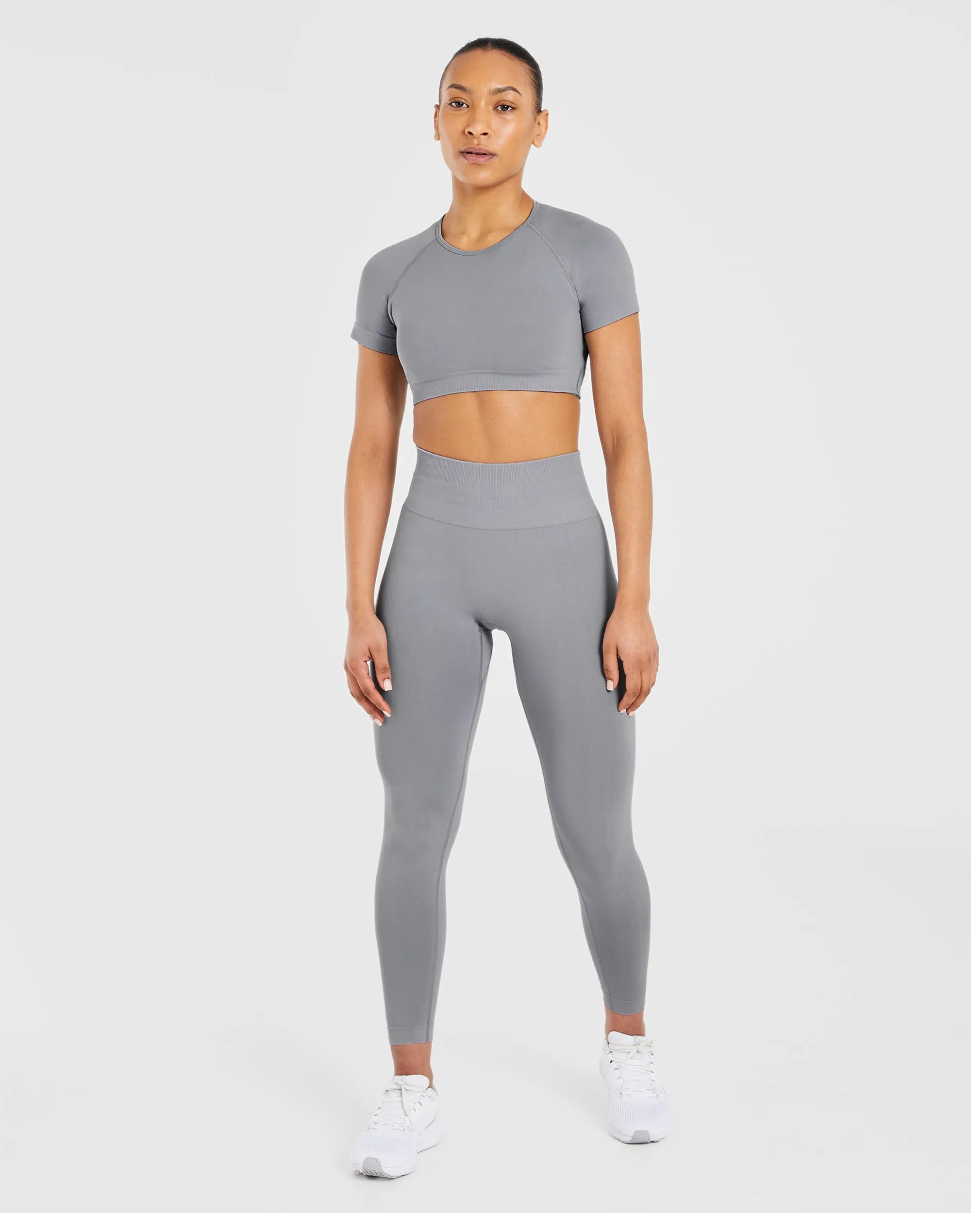 Power Seamless Crop Top - Grey