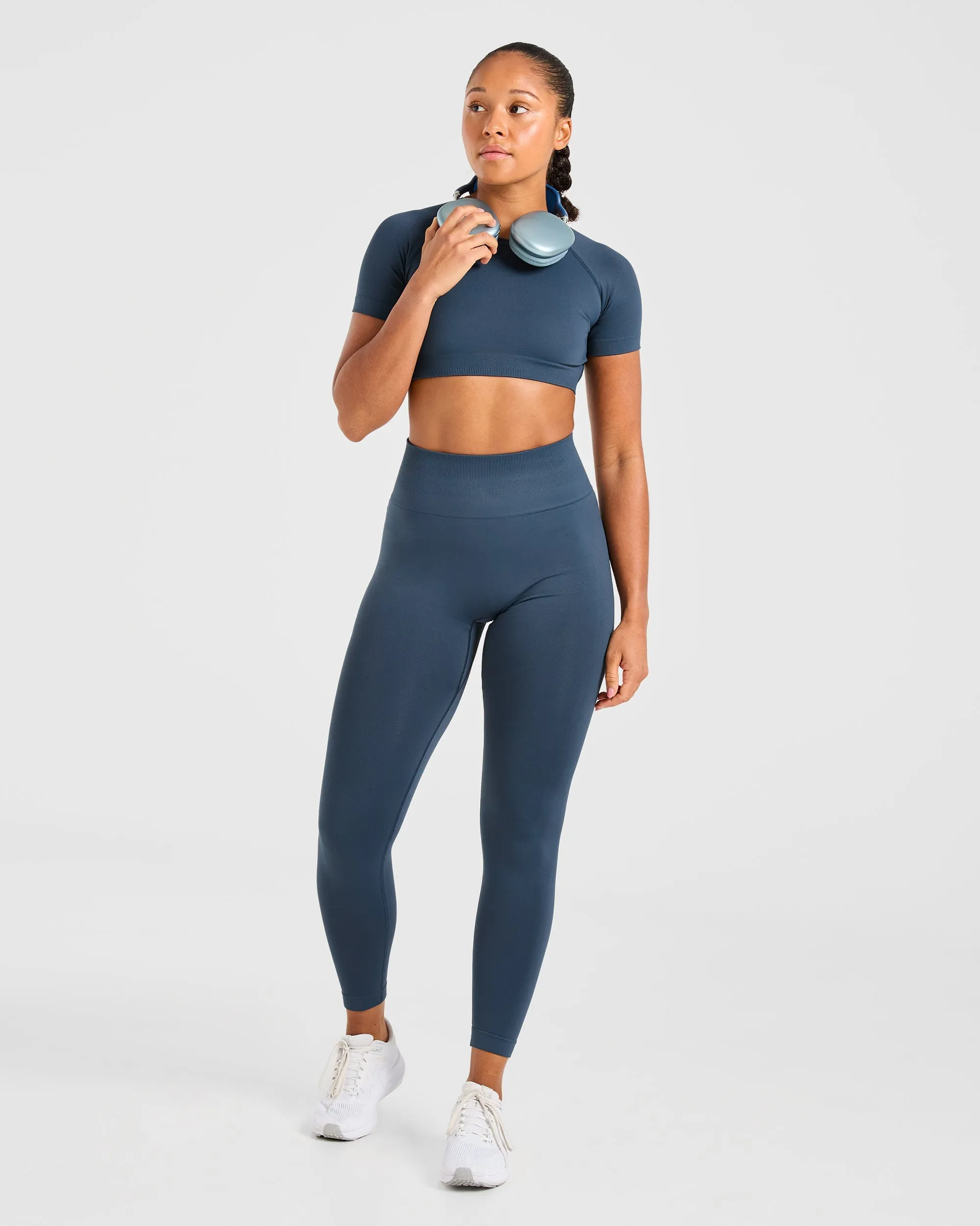 Power Seamless Crop Top - Ocean Teal