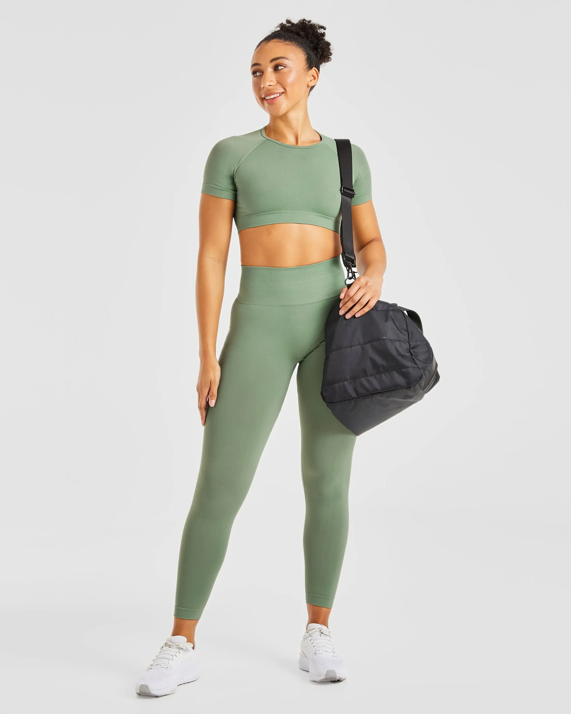 Power Seamless Crop Top - Olive