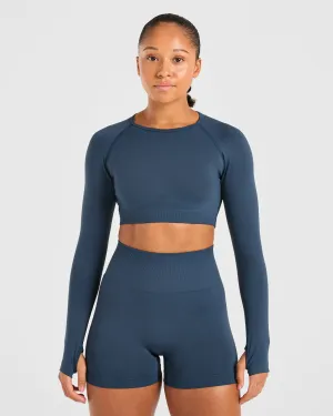 Power Seamless Long Sleeve Crop Top - Ocean Teal